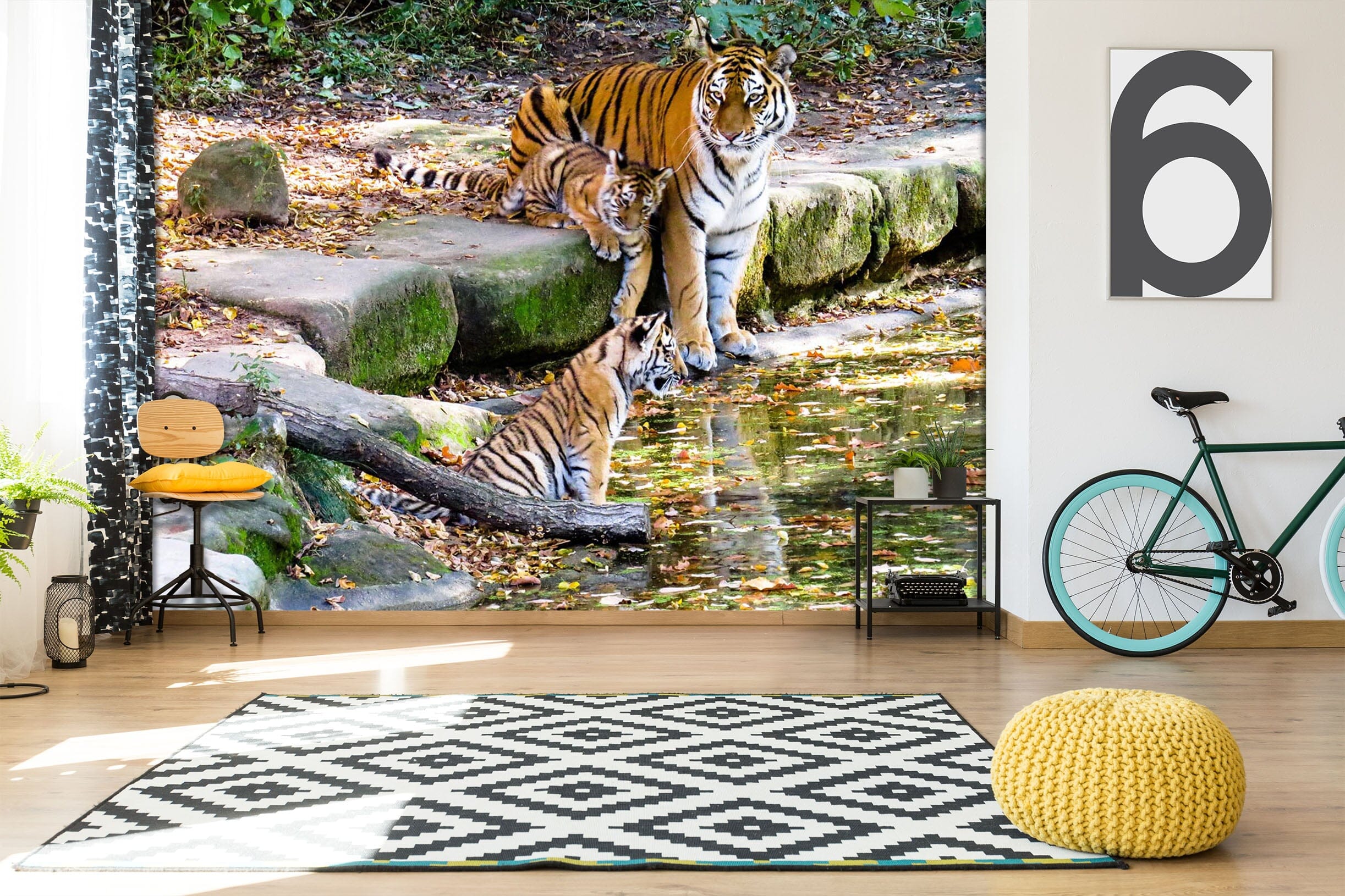 3D Tiger River 350 Wall Murals Wallpaper AJ Wallpaper 2