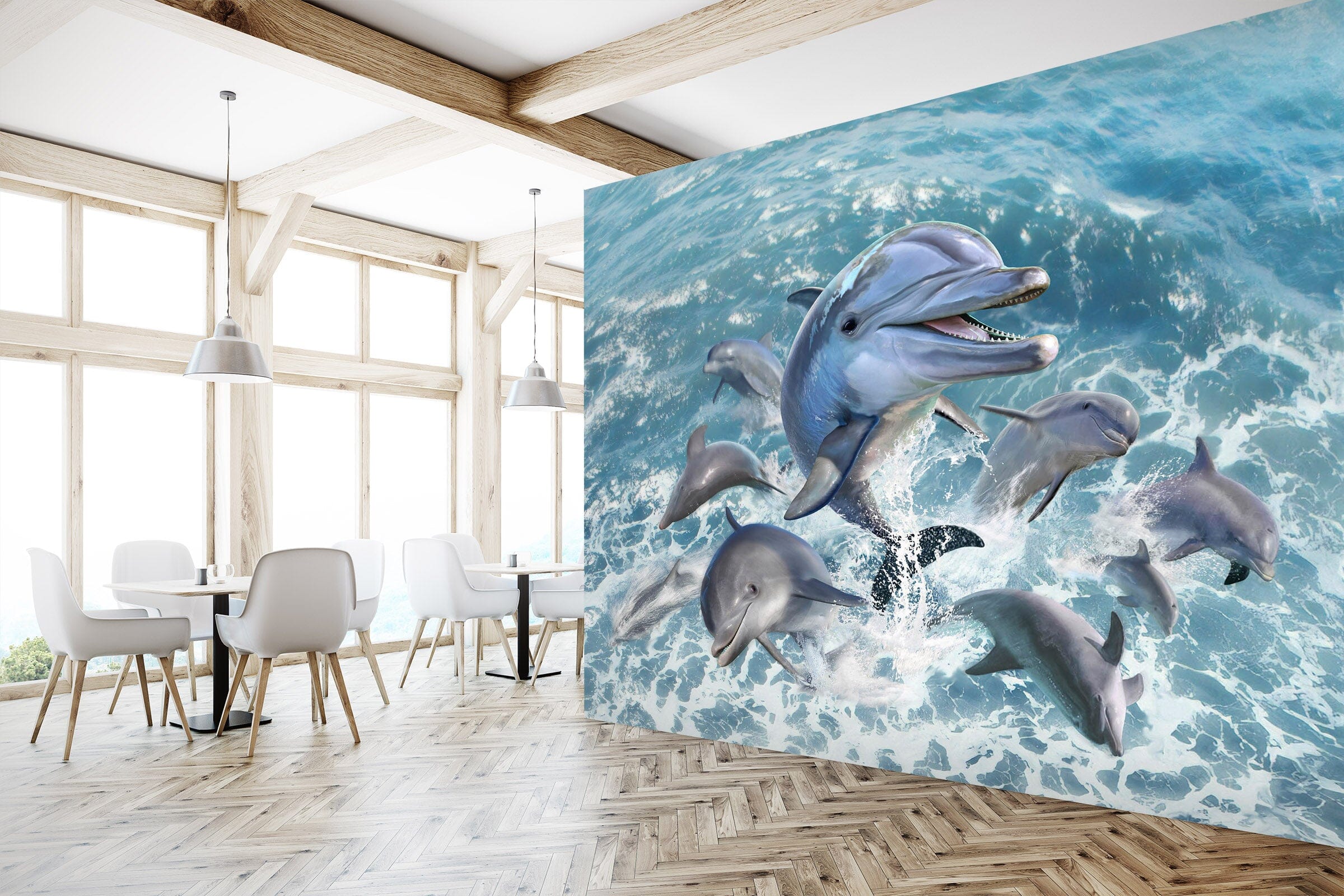 3D Dolphin Jump 104 Jerry LoFaro Wall Mural Wall Murals Wallpaper AJ Wallpaper 2