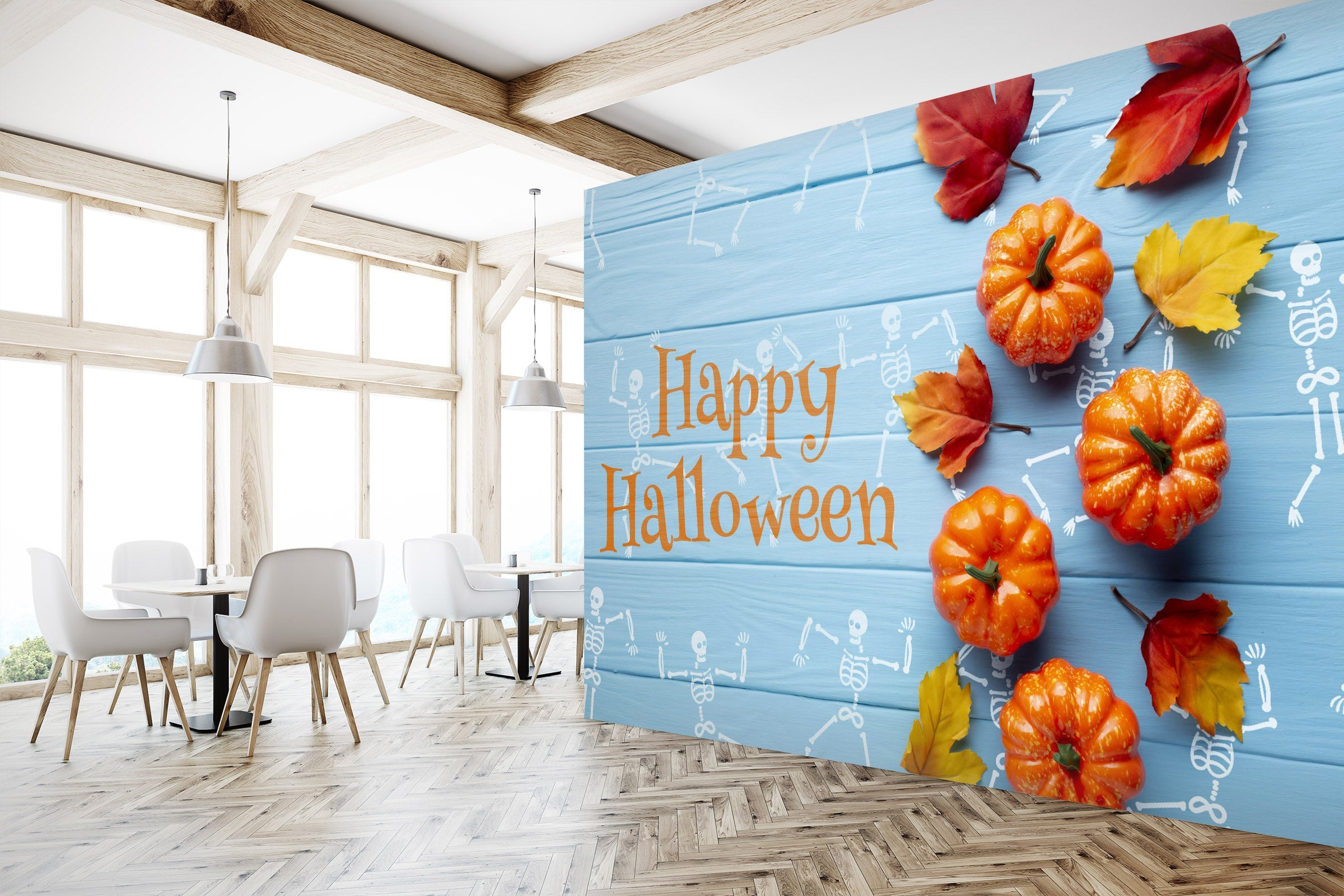3D Cute Pumpkin Leaf 1013 Halloween Wall Murals Wallpaper AJ Wallpaper 2
