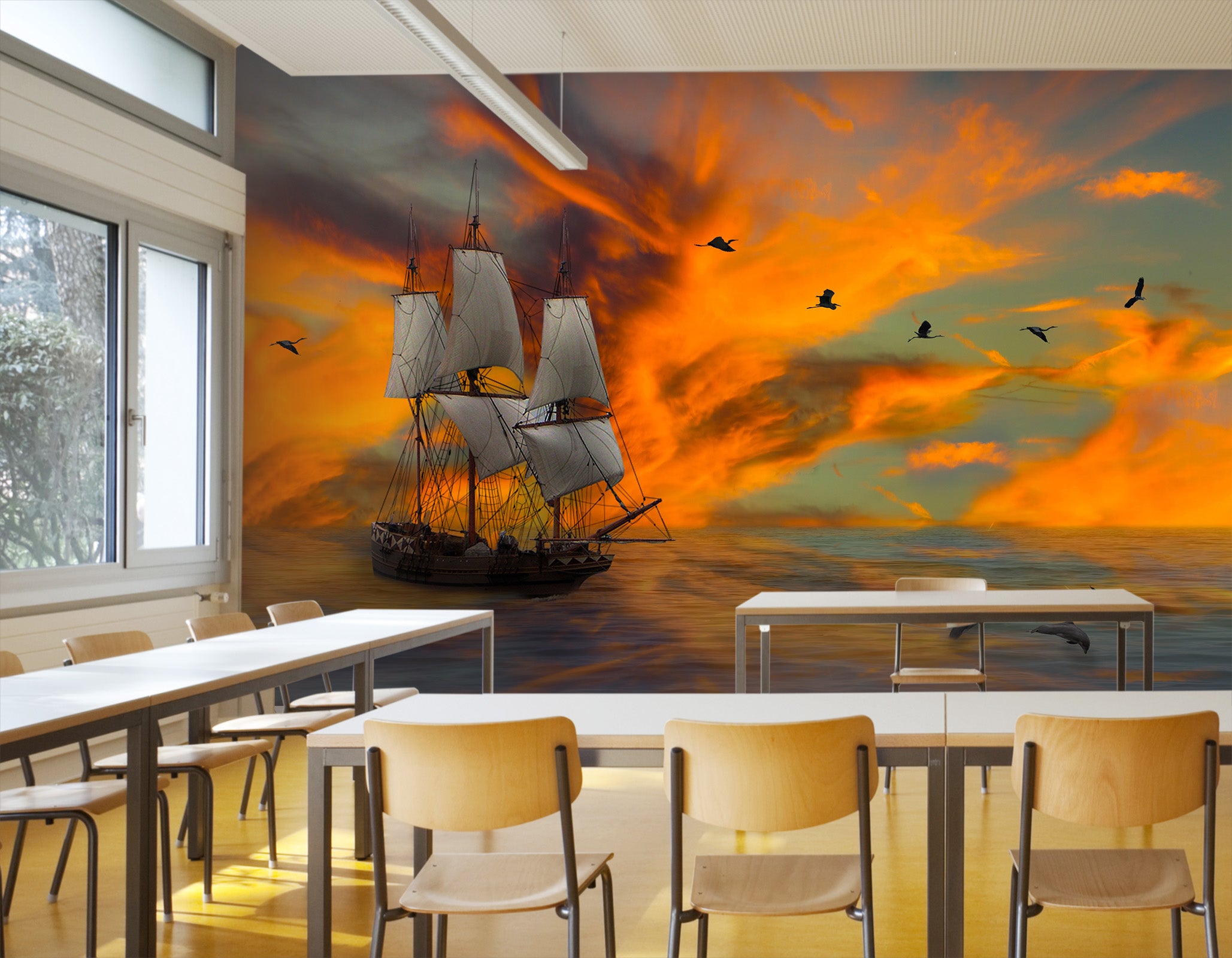3D ship with birds 40 Wall Murals Wallpaper AJ Wallpaper 2