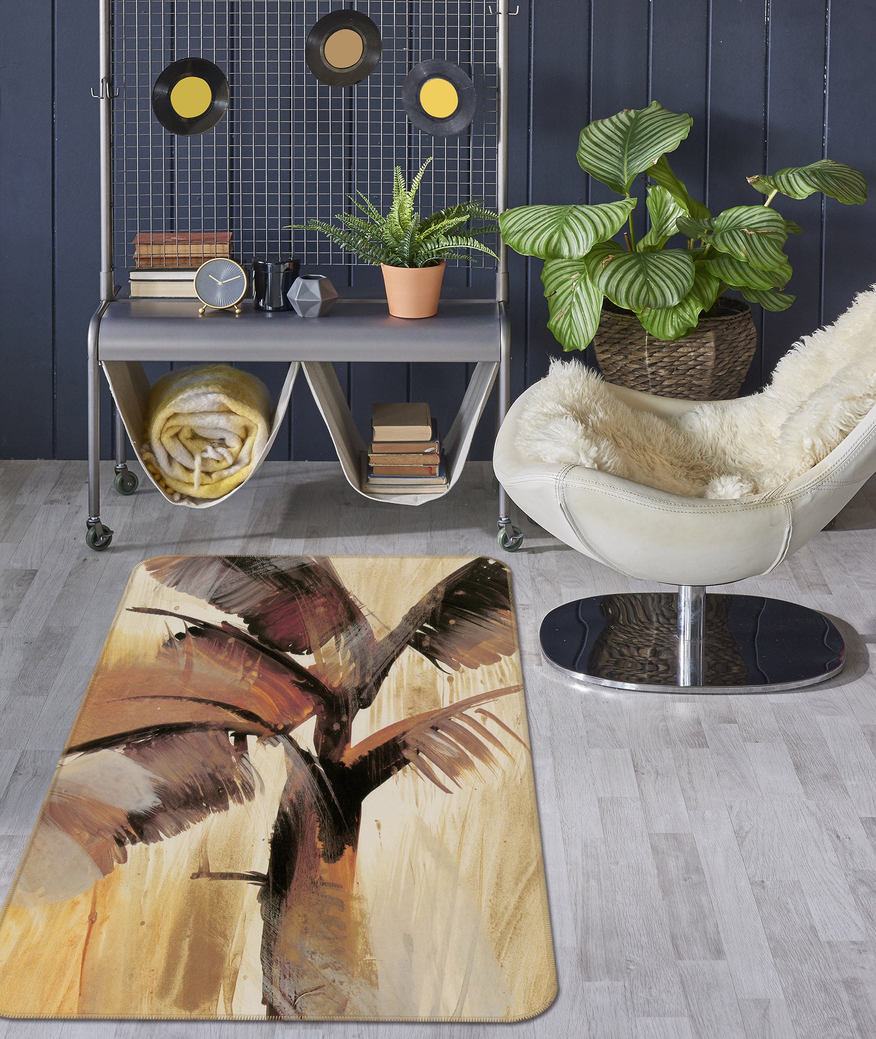 3D Coconut Tree Pattern 32198 Non Slip Rug Mat