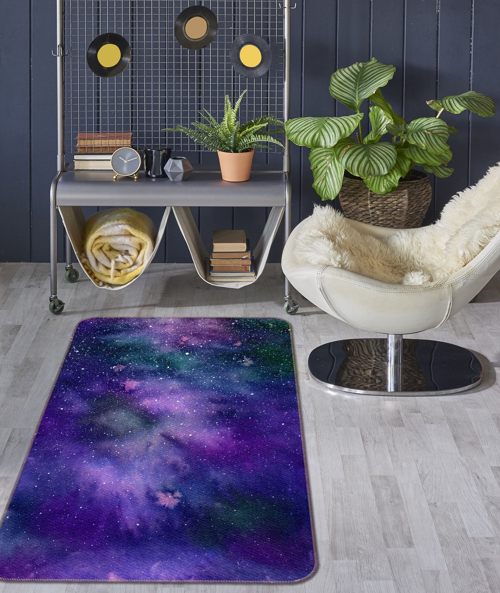 3D Purple Black Starry Sky 26147 Non Slip Rug Mat