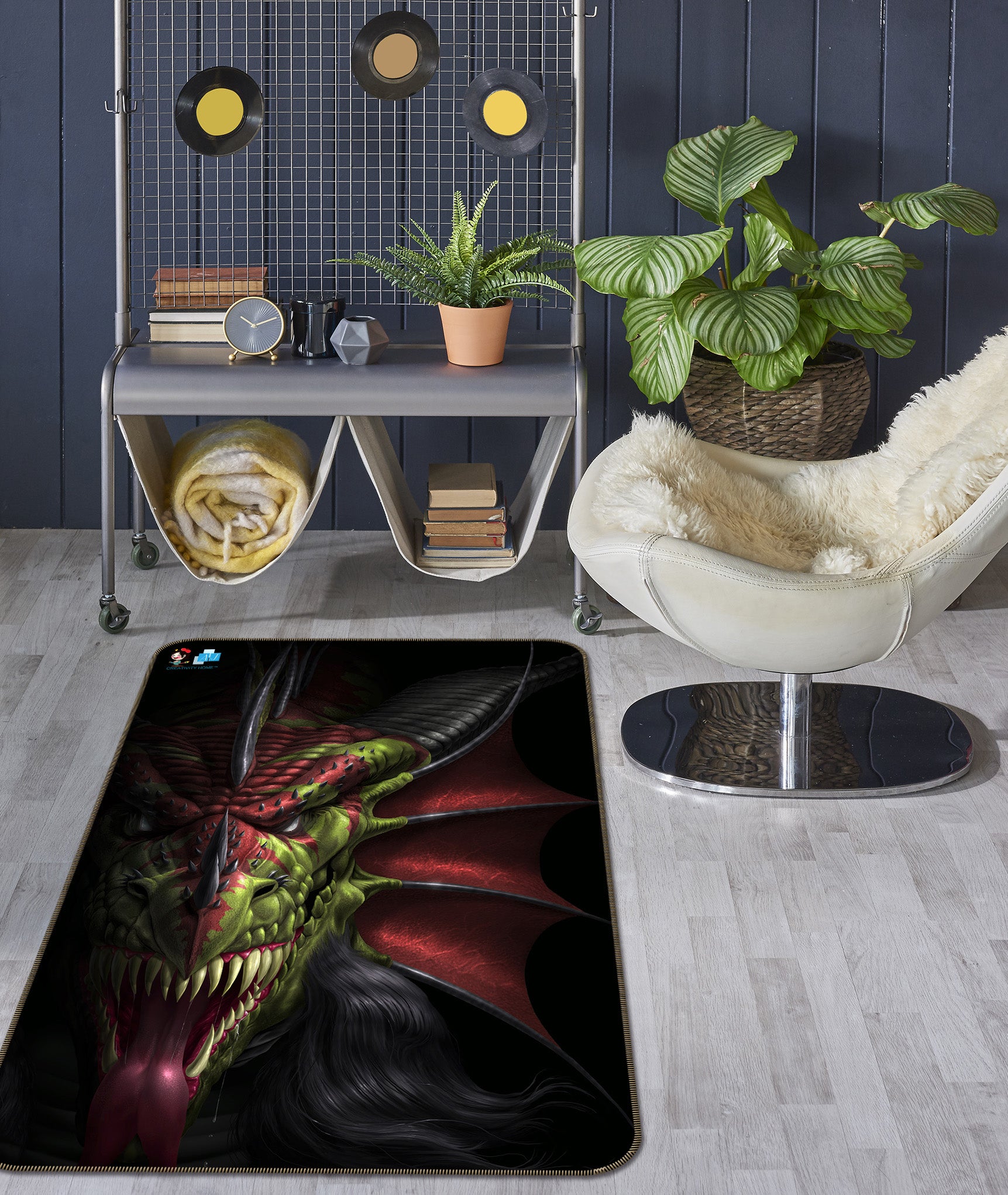 3D Dragon 4138 Tom Wood Rug Non Slip Rug Mat