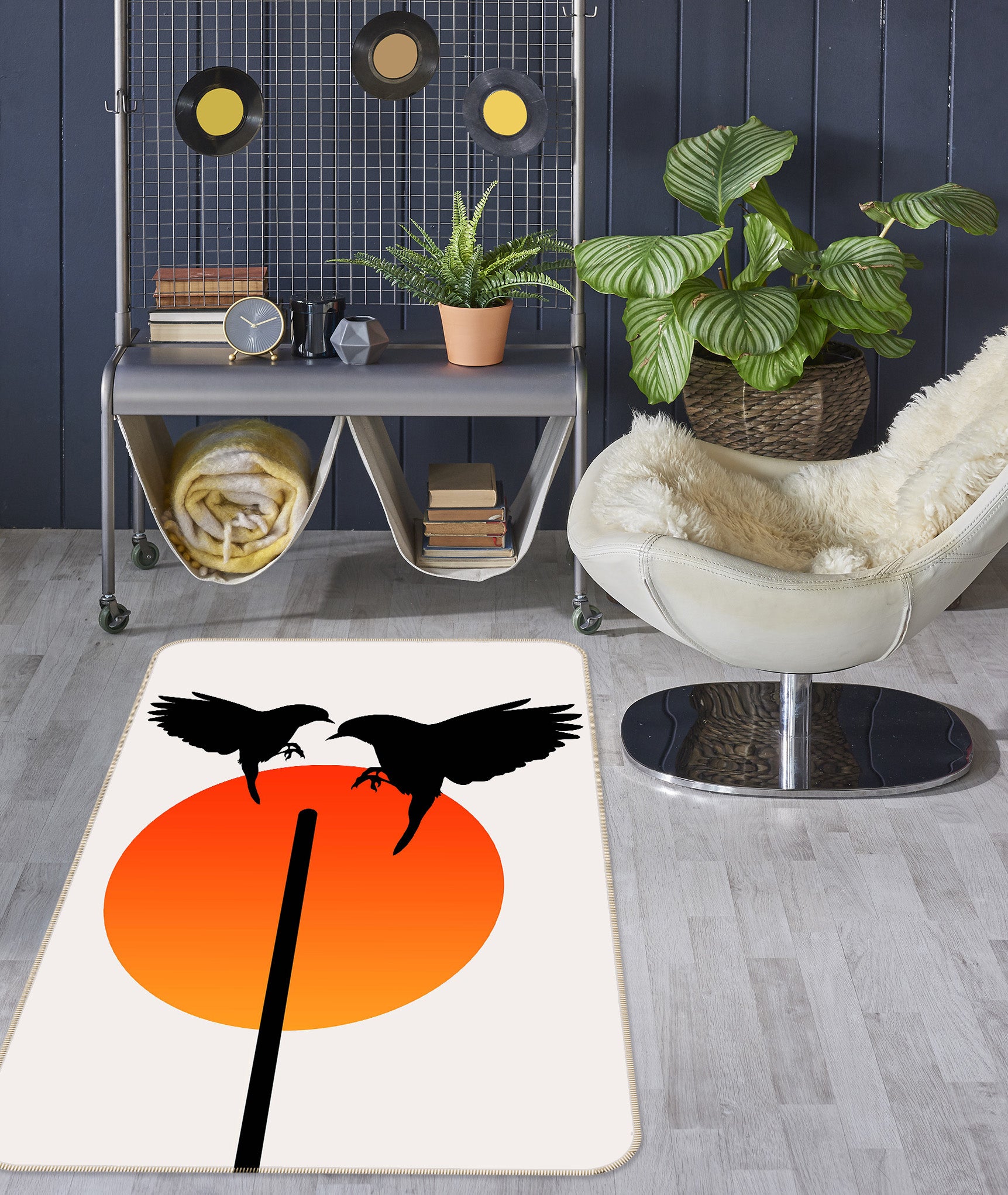 3D Sun Magpie 1131 Boris Draschoff Rug Non Slip Rug Mat