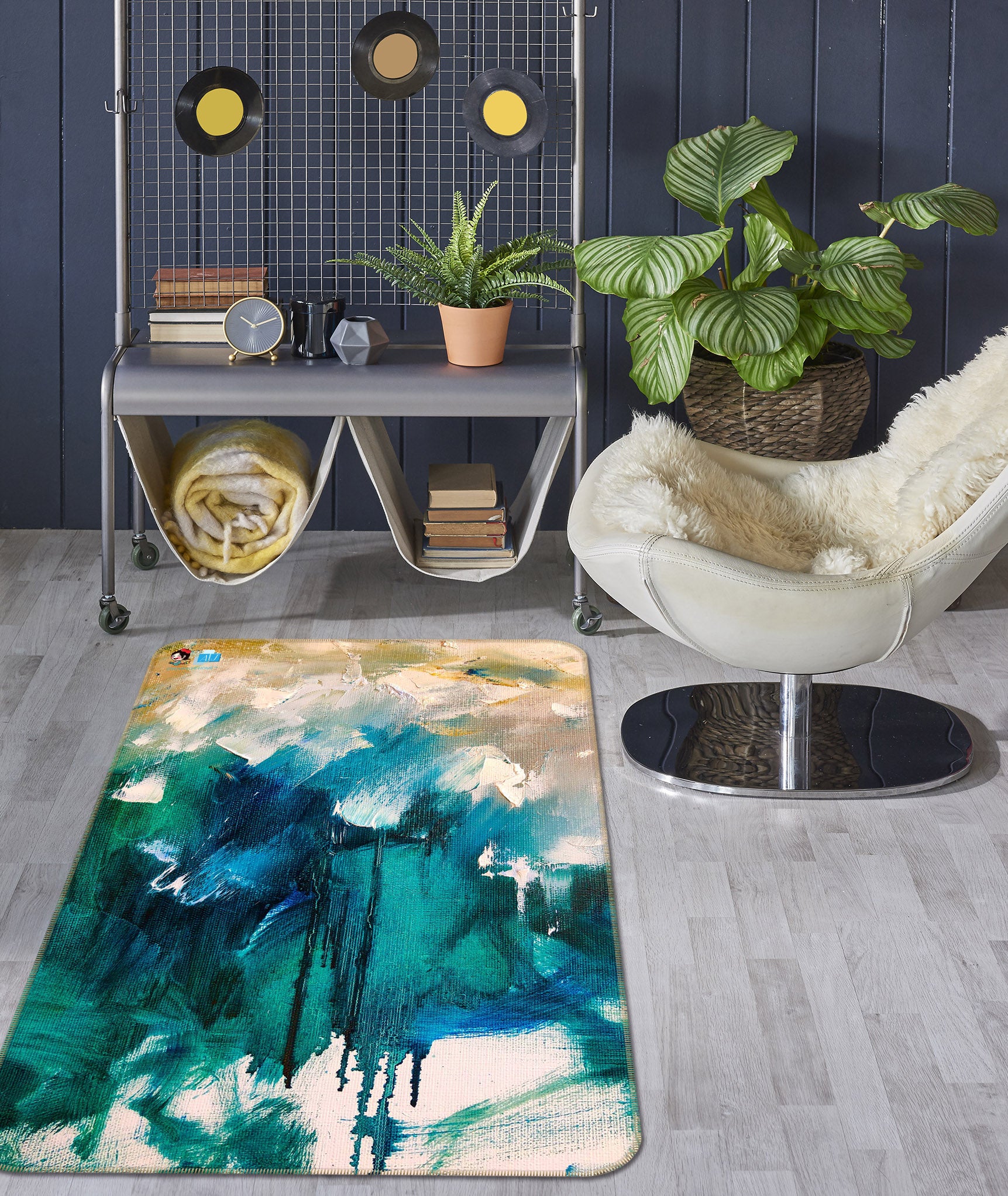 3D Blue Pigment 1297 Skromova Marina Rug Non Slip Rug Mat