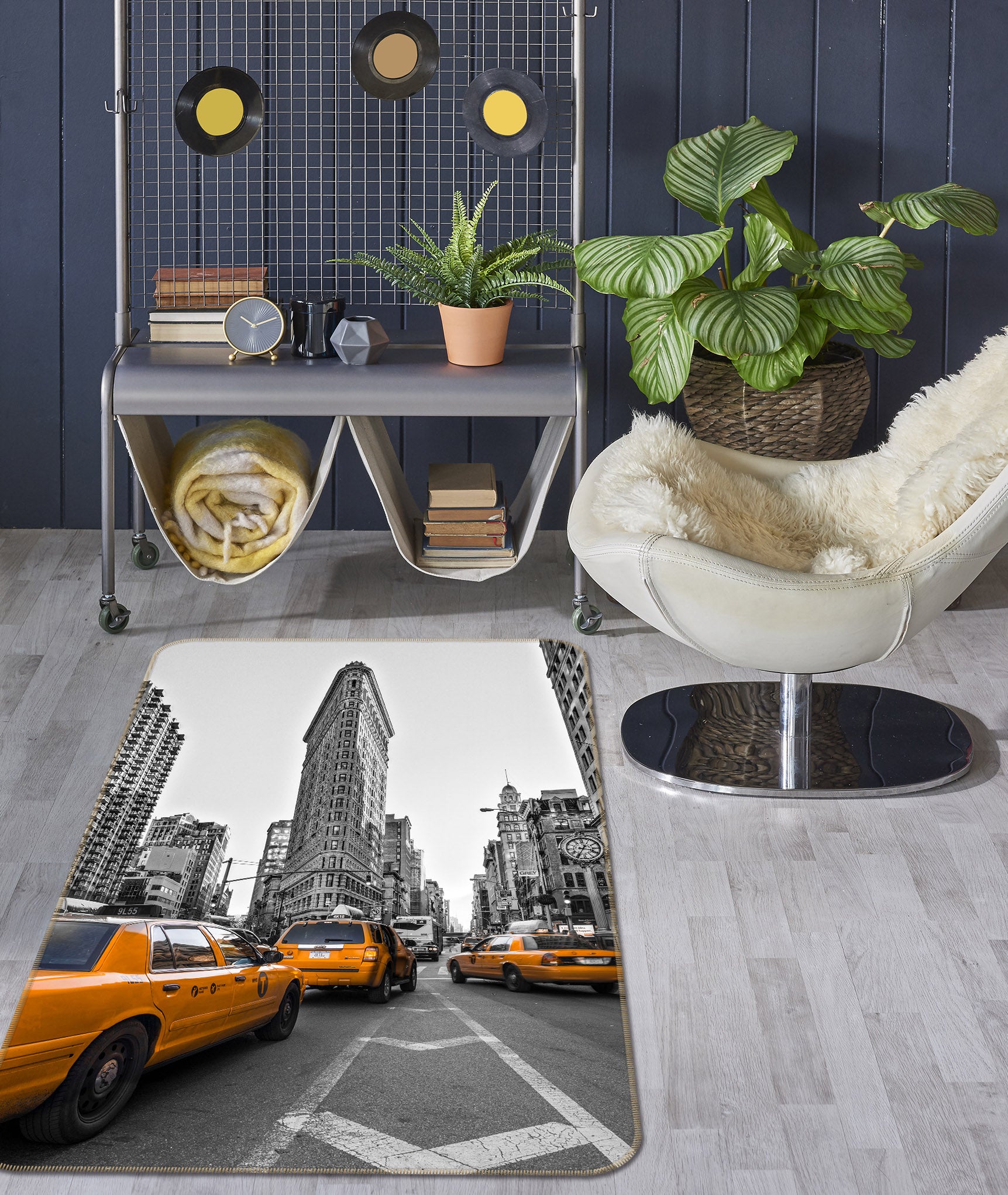 3D Building Taxi 181 Assaf Frank Rug Non Slip Rug Mat