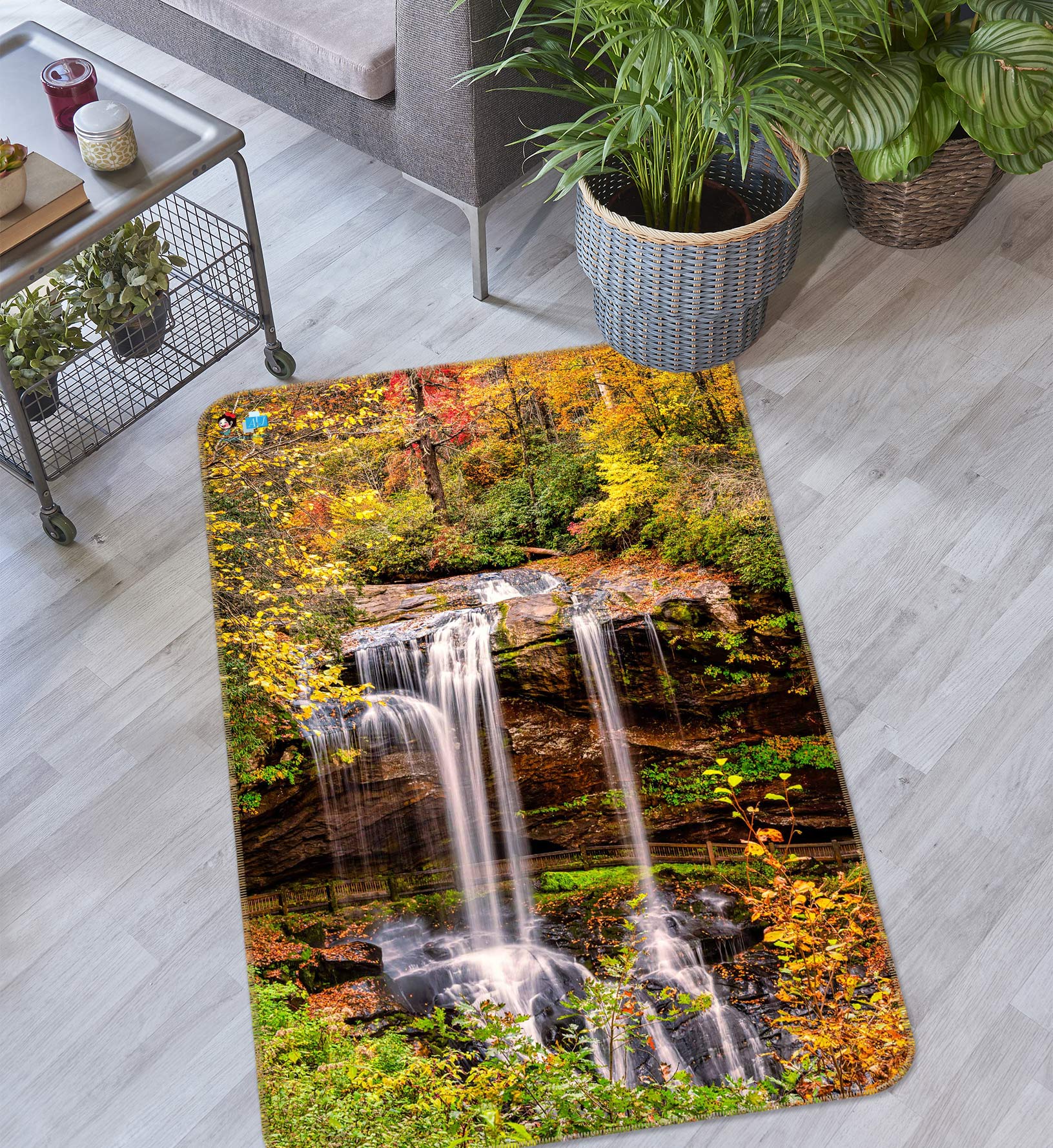 3D Forest Waterfall 5161 Beth Sheridan Rug Non Slip Rug Mat