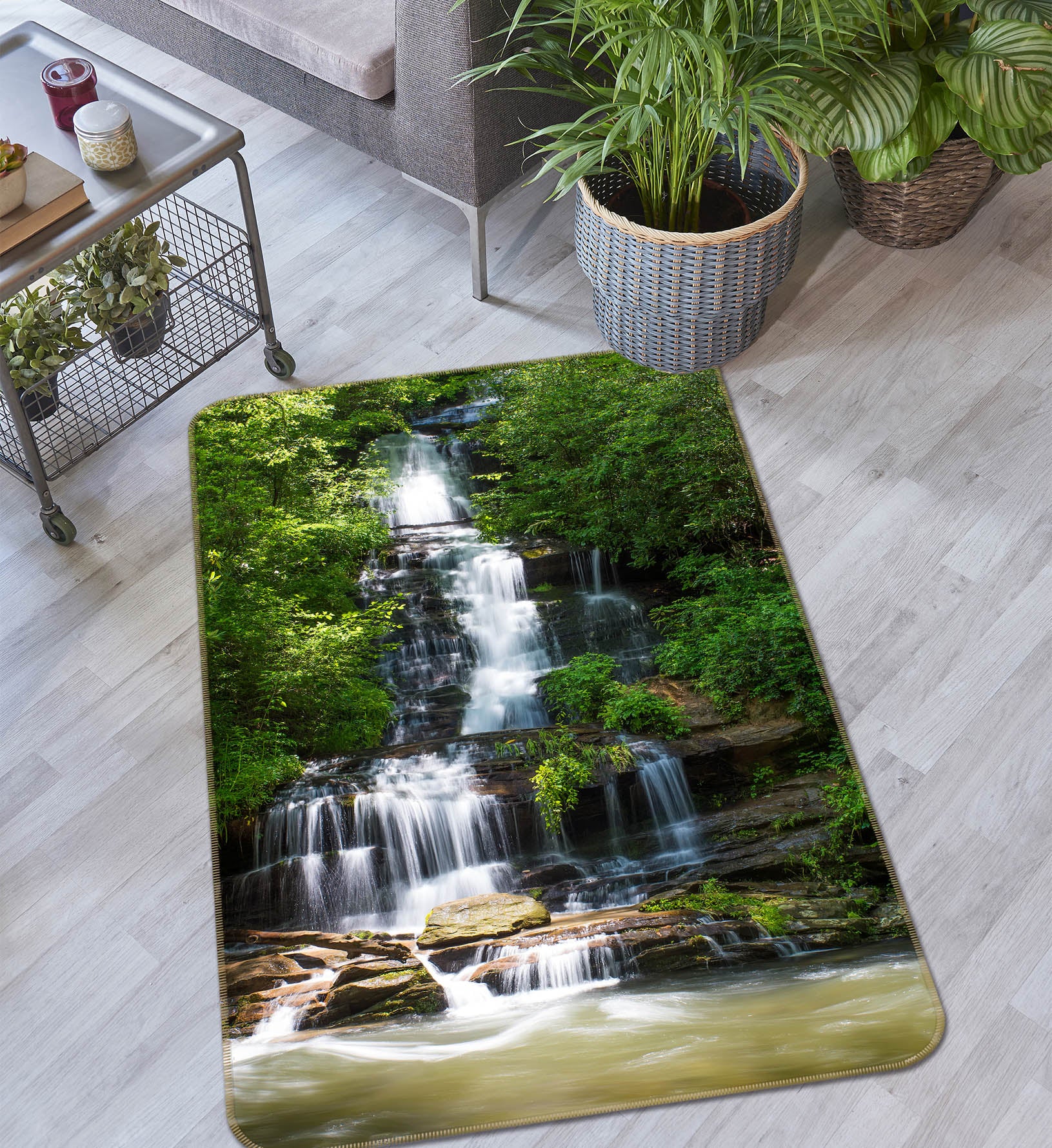 3D Mountain Stream 26043 Non Slip Rug Mat