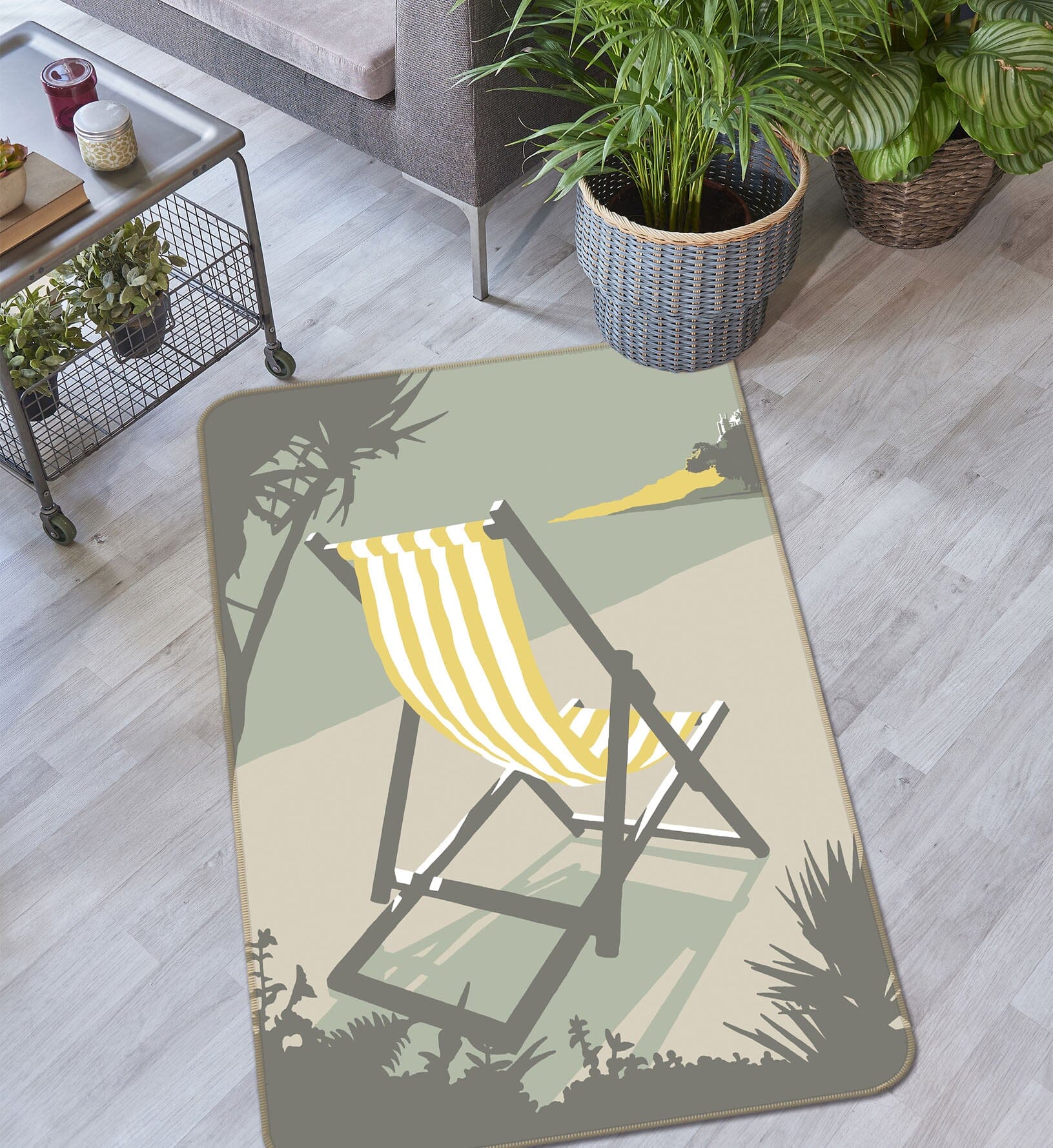 3D Marazion Deckchair 1122 Steve Read Rug Non Slip Rug Mat Mat AJ Creativity Home