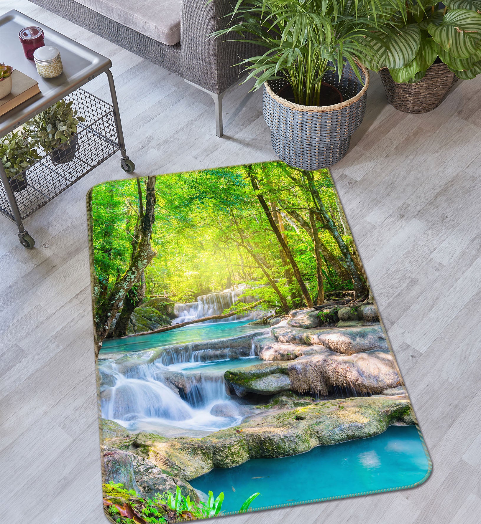 3D Stream Water 26173 Non Slip Rug Mat