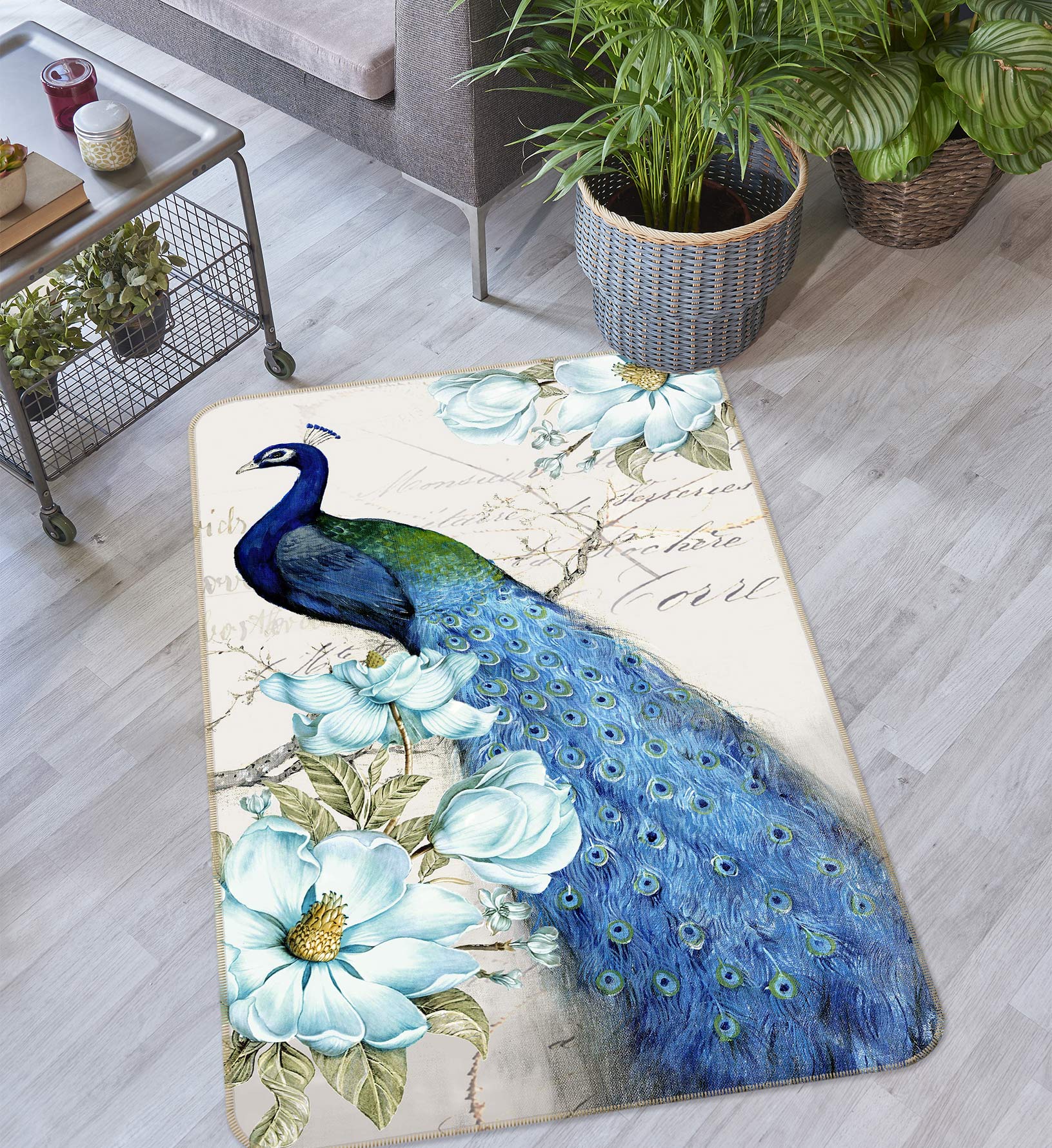 3D Peacock 27012 Non Slip Rug Mat