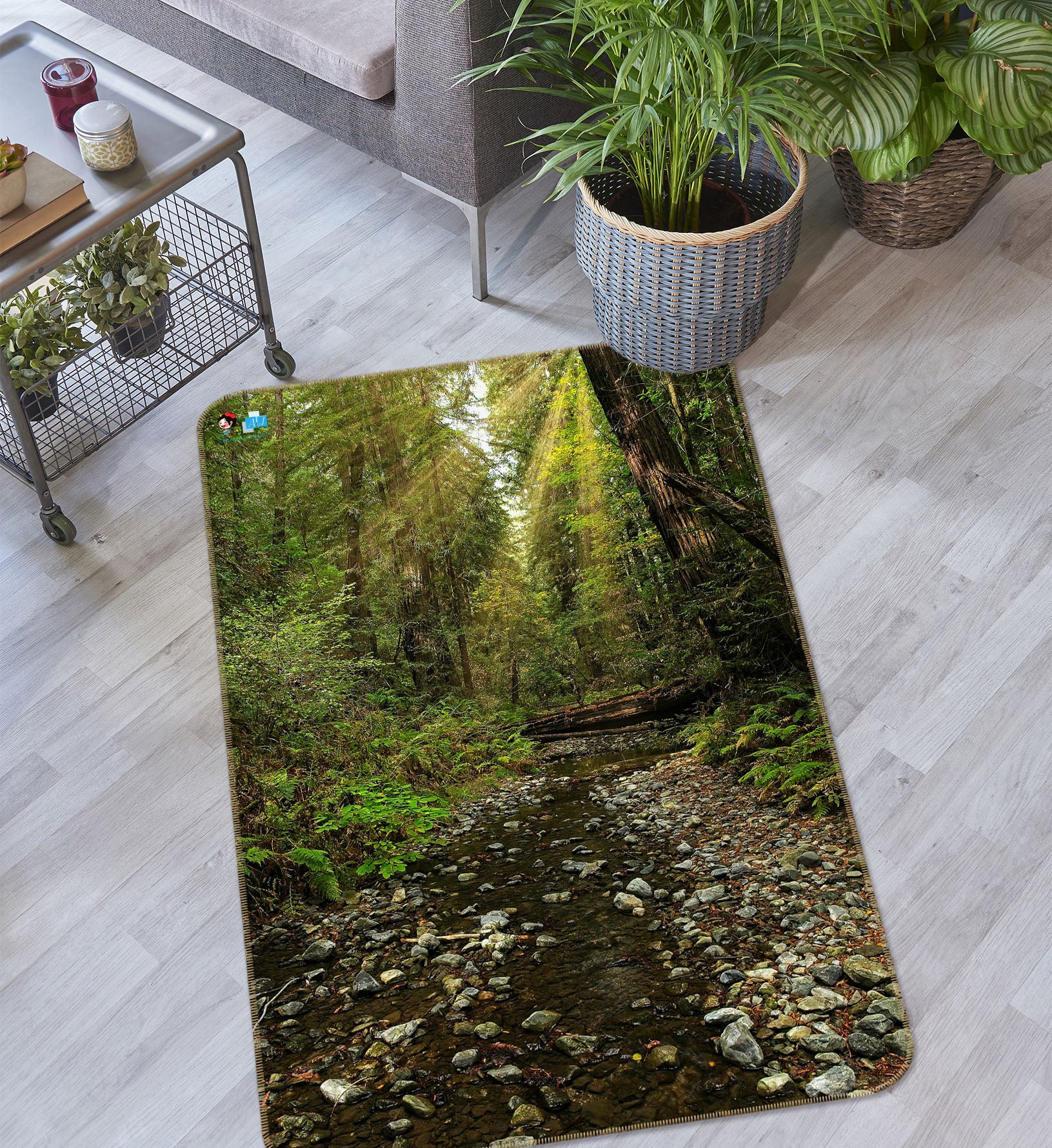 3D Forest Stream 62065 Kathy Barefield Rug Non Slip Rug Mat