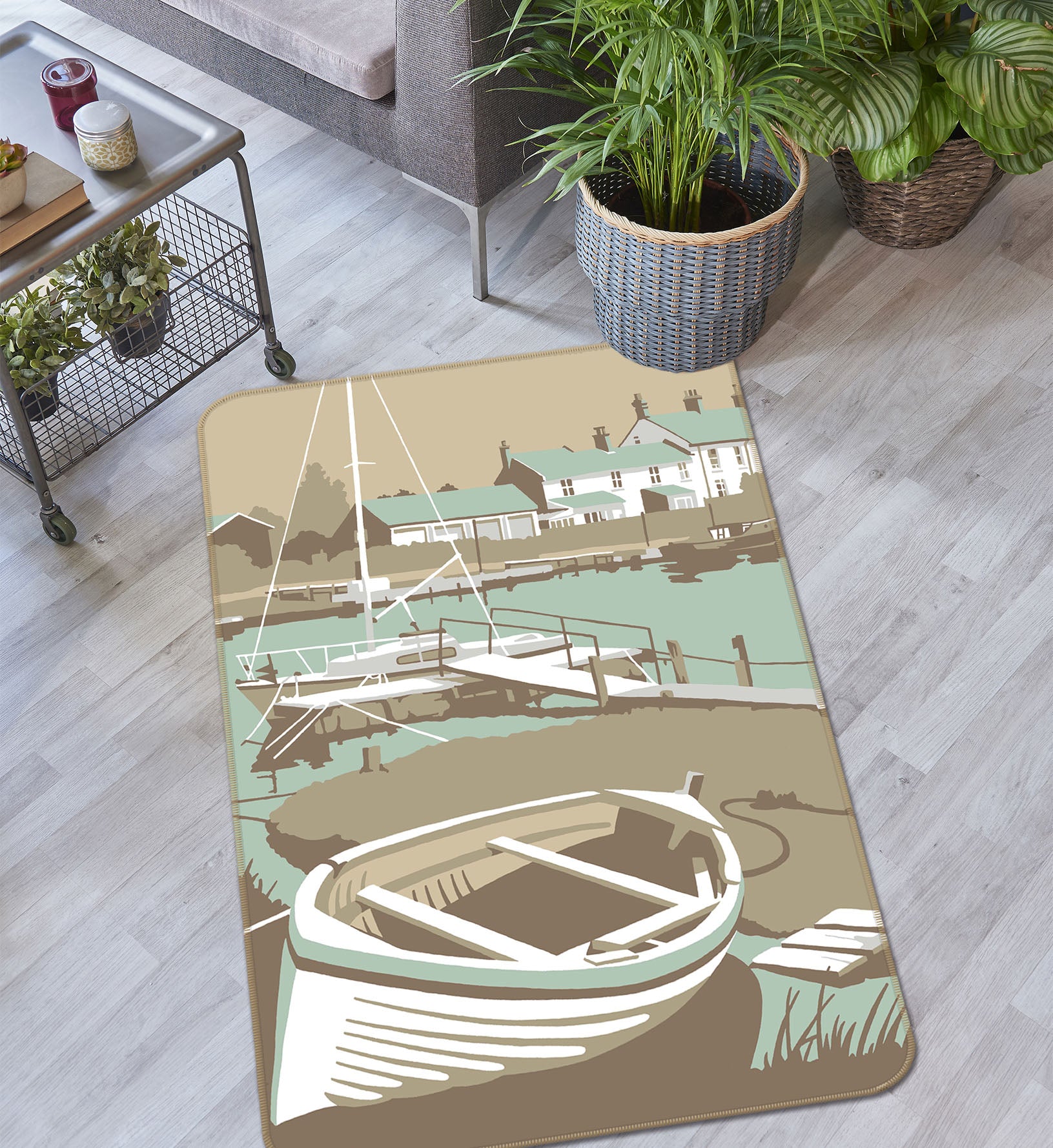 3D Southwold Harbour 84293 Steve Read Rug Non Slip Rug Mat