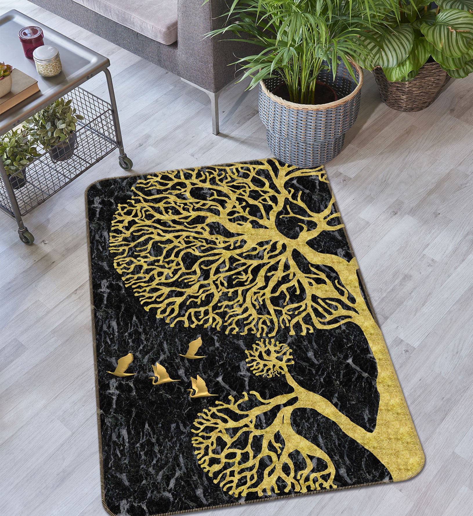 3D Golden Tree 28003 Non Slip Rug Mat