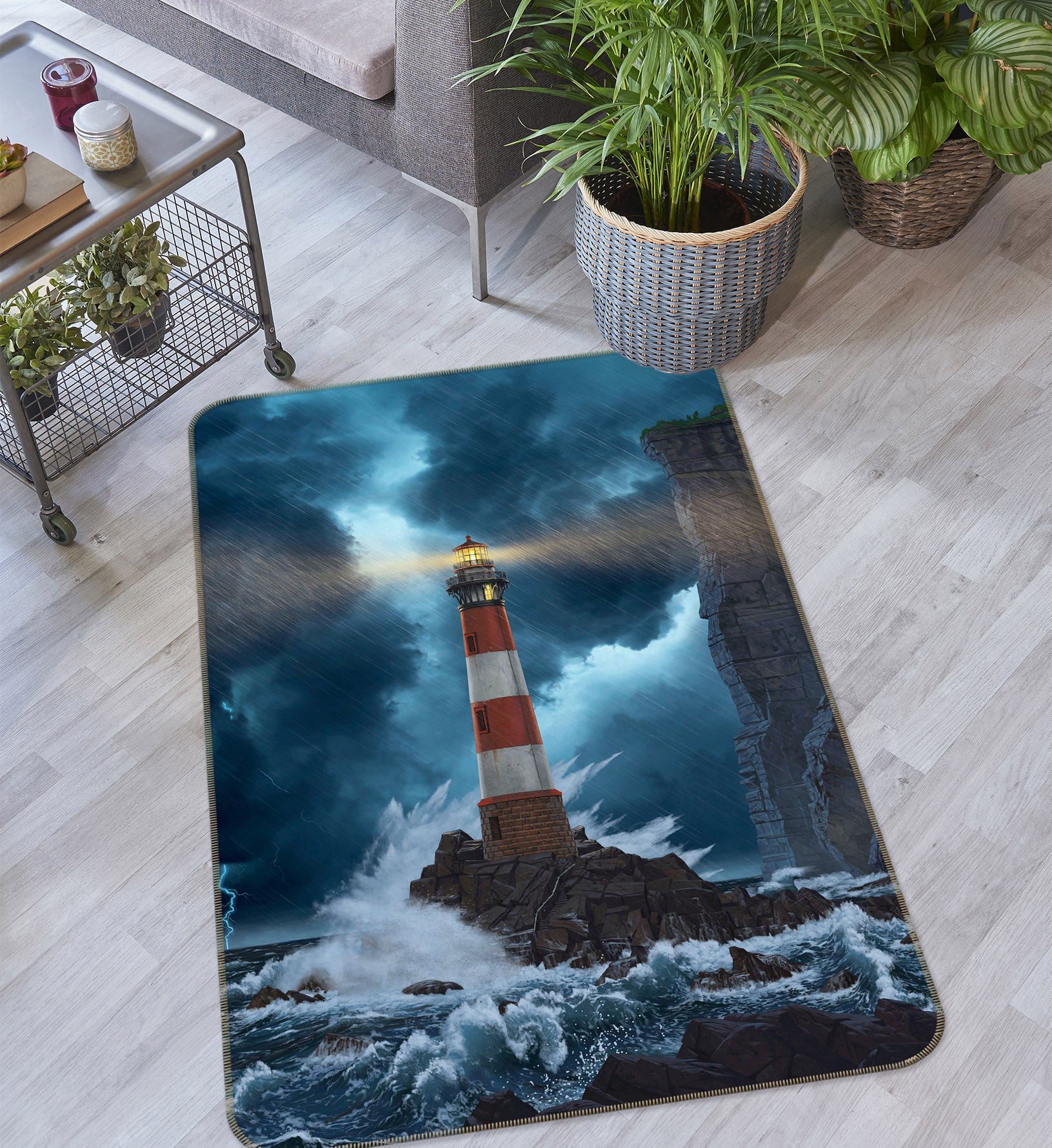 3D Wave Lighthouse 84270 Vincent Hie Rug Non Slip Rug Mat