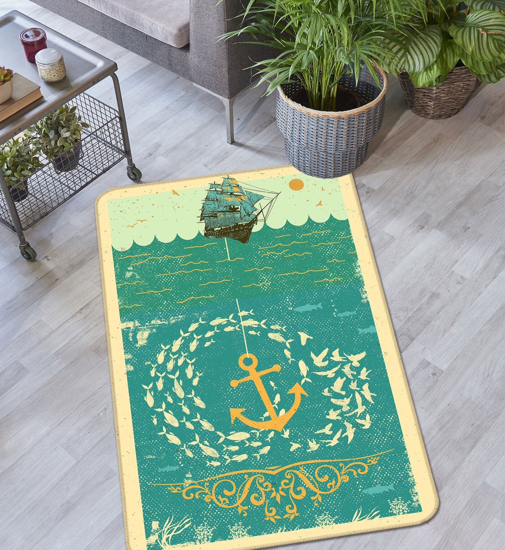 3D School Of Fish 1006 Showdeer Rug Non Slip Rug Mat Mat AJ Creativity Home