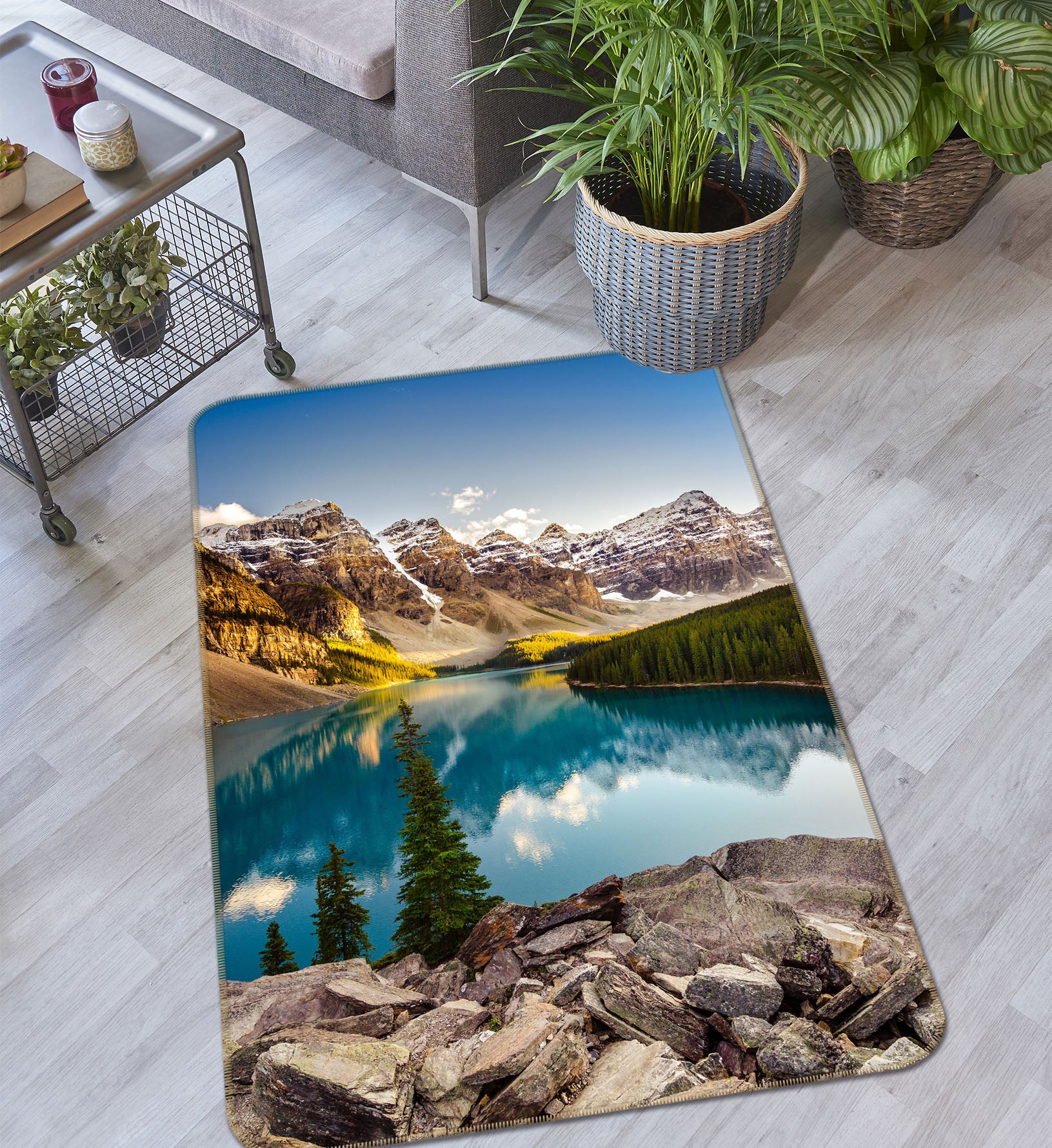 3D Mountains Lake 26153 Non Slip Rug Mat