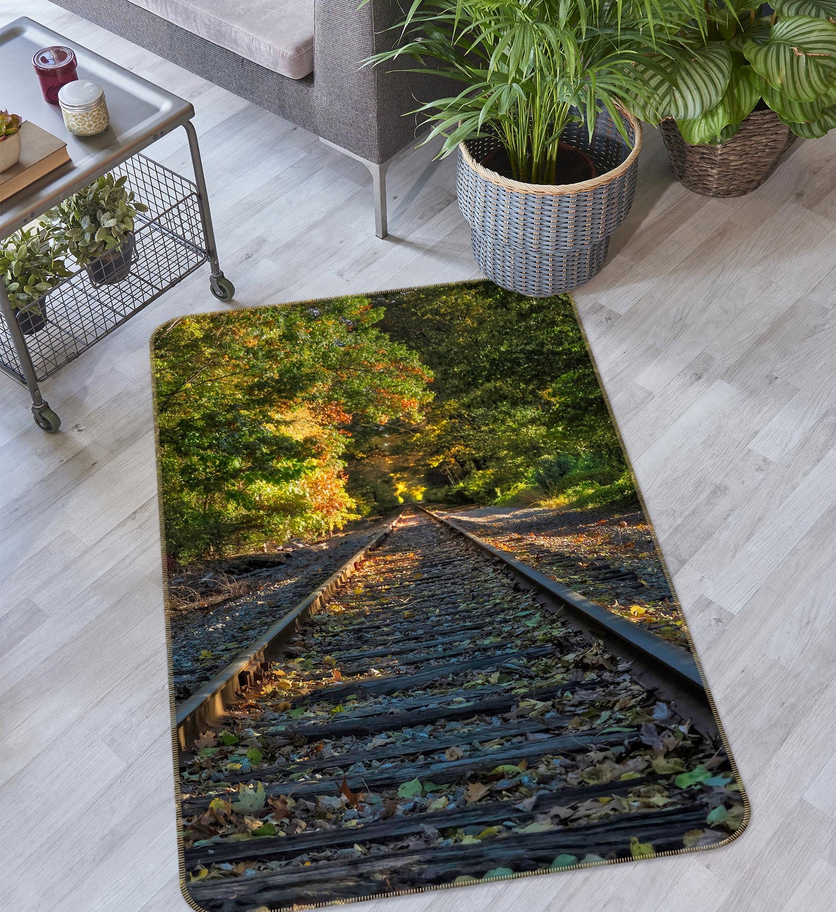 3D Forest Railway 1035 Jerry LoFaro Rug Non Slip Rug Mat
