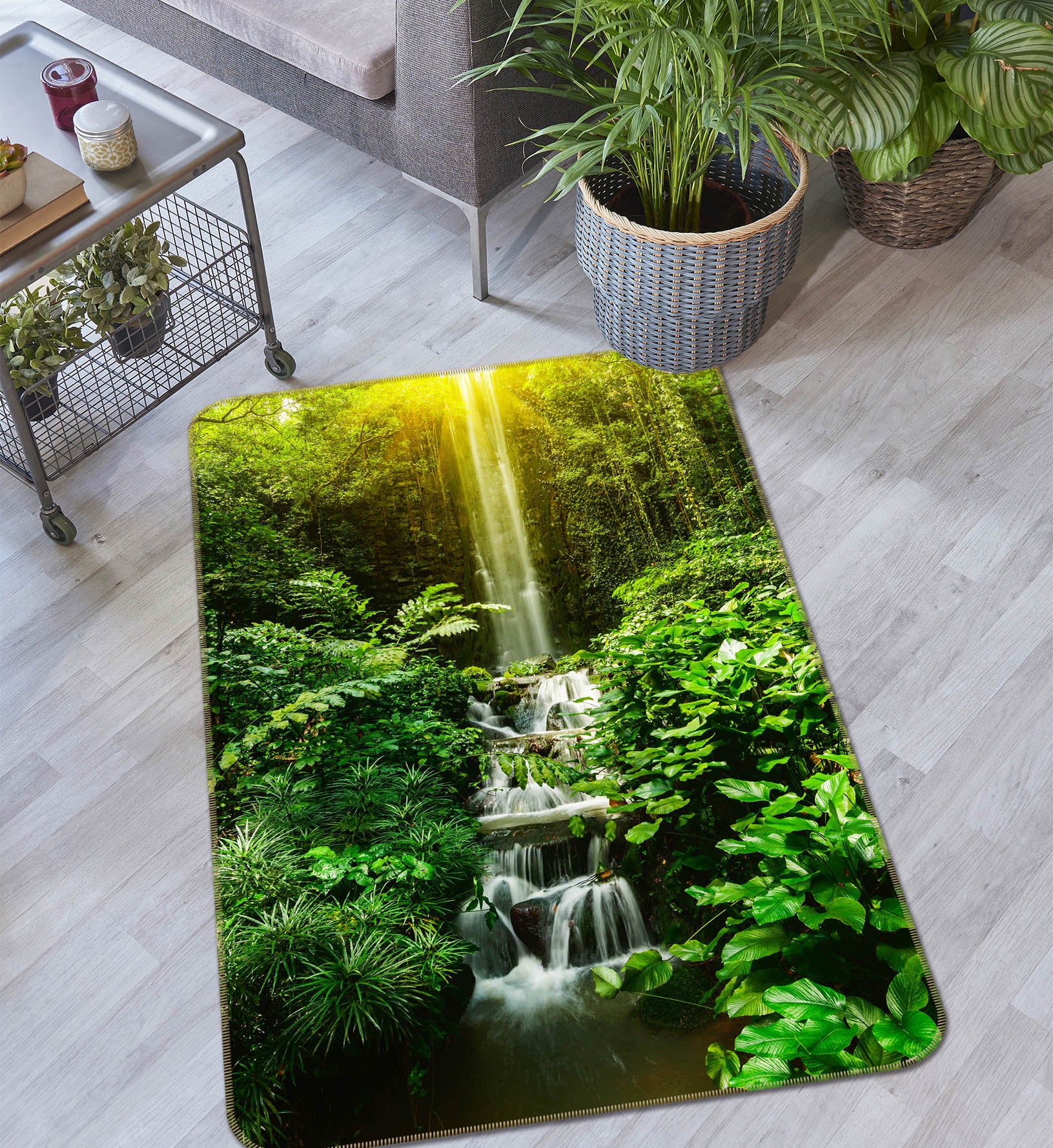 3D Jungle Waterfall 26124 Non Slip Rug Mat