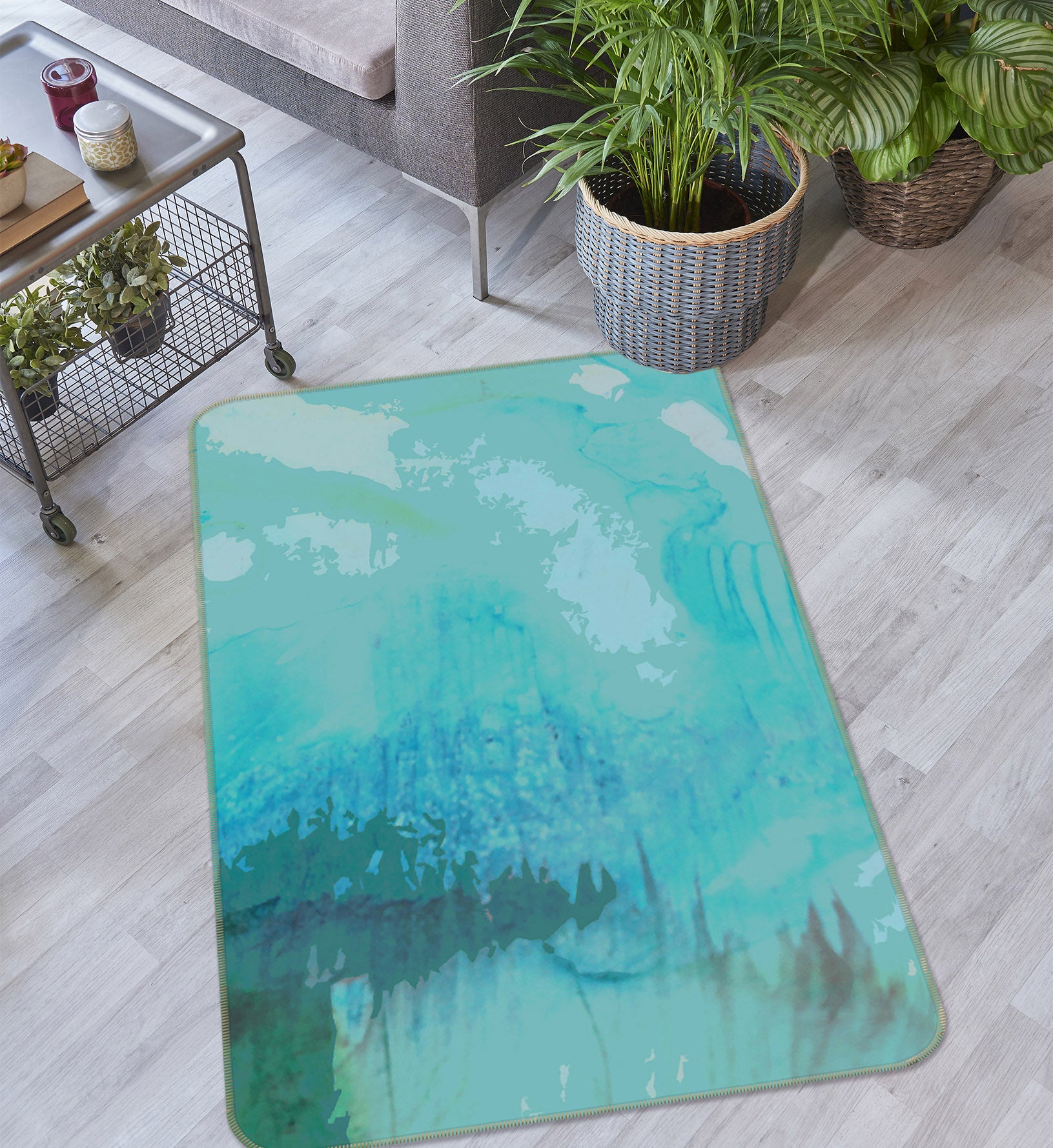 3D Blue Calm 70064 Shandra Smith Rug Non Slip Rug Mat