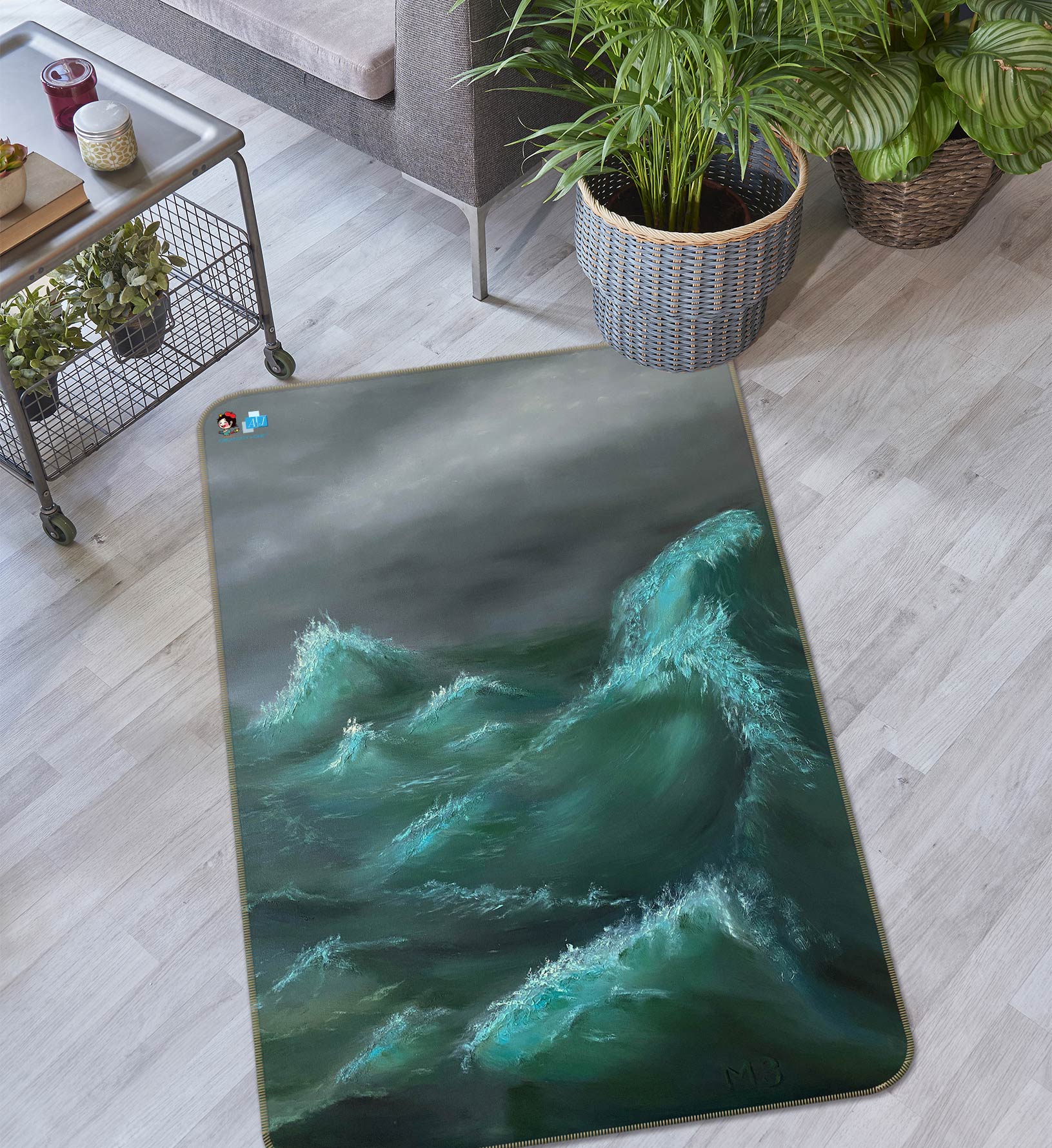 3D Waves 9720 Marina Zotova Rug Non Slip Rug Mat