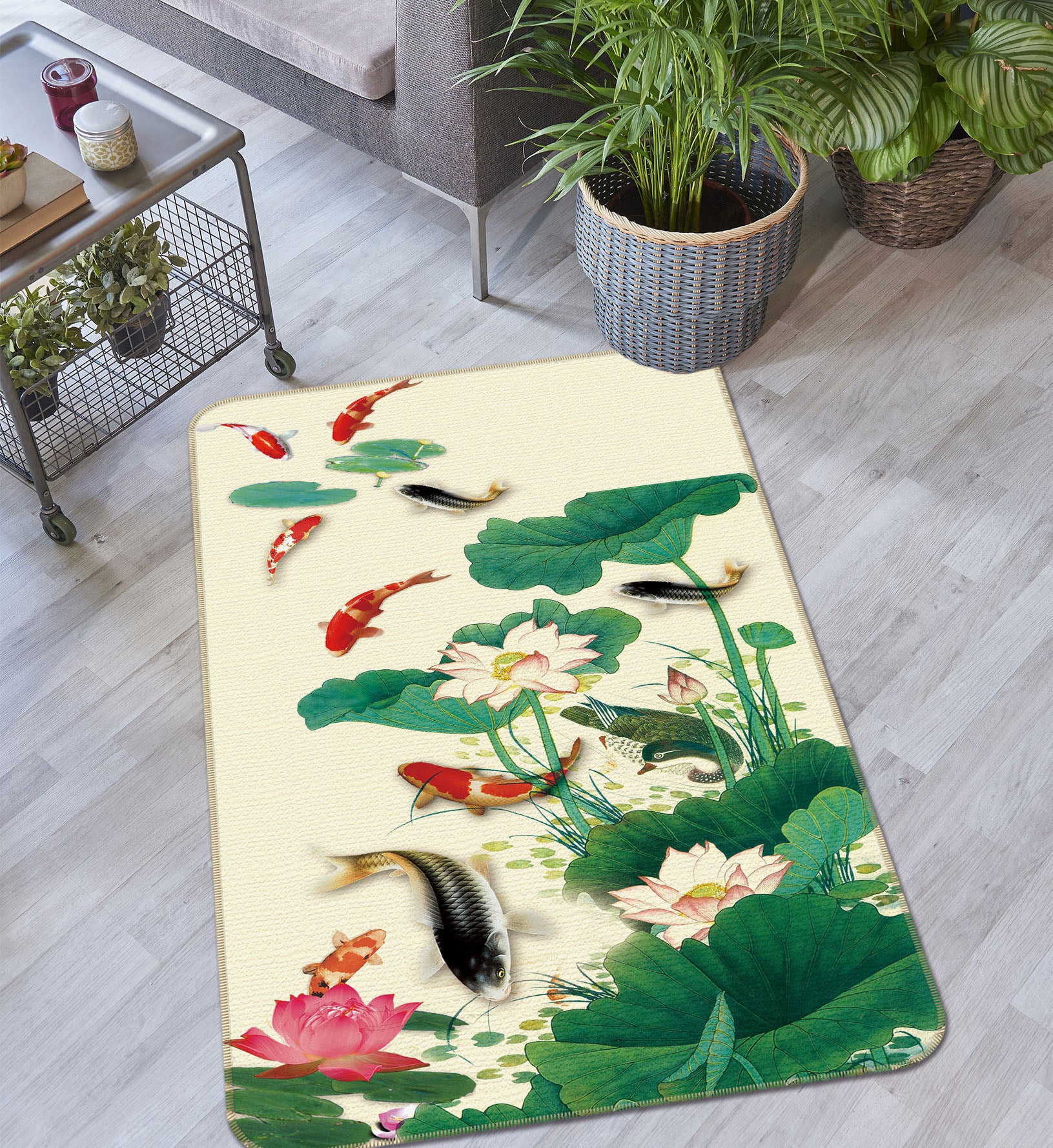 3D Lotus Leaf Fish 32097 Non Slip Rug Mat