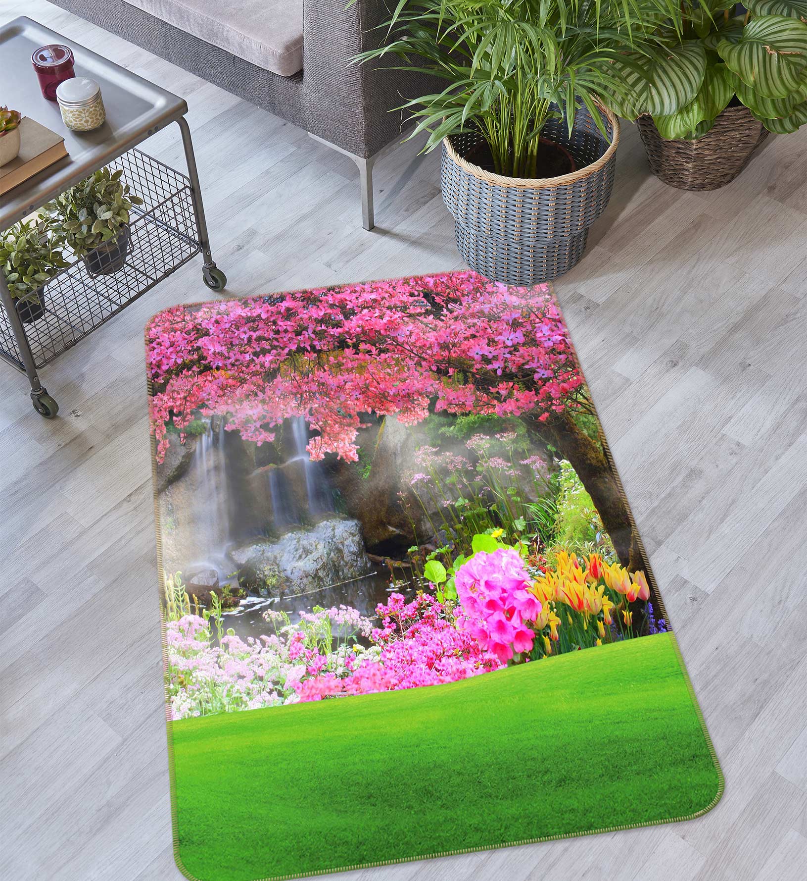 3D Pink Tree Grass 76092 Non Slip Rug Mat