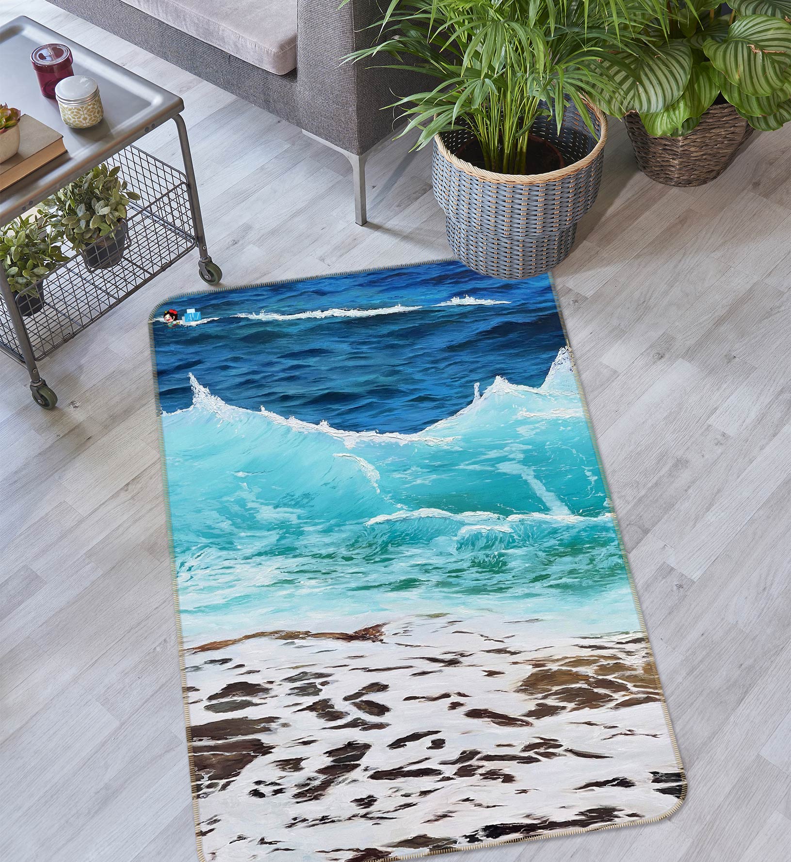3D Seaside Wave 9718 Marina Zotova Rug Non Slip Rug Mat