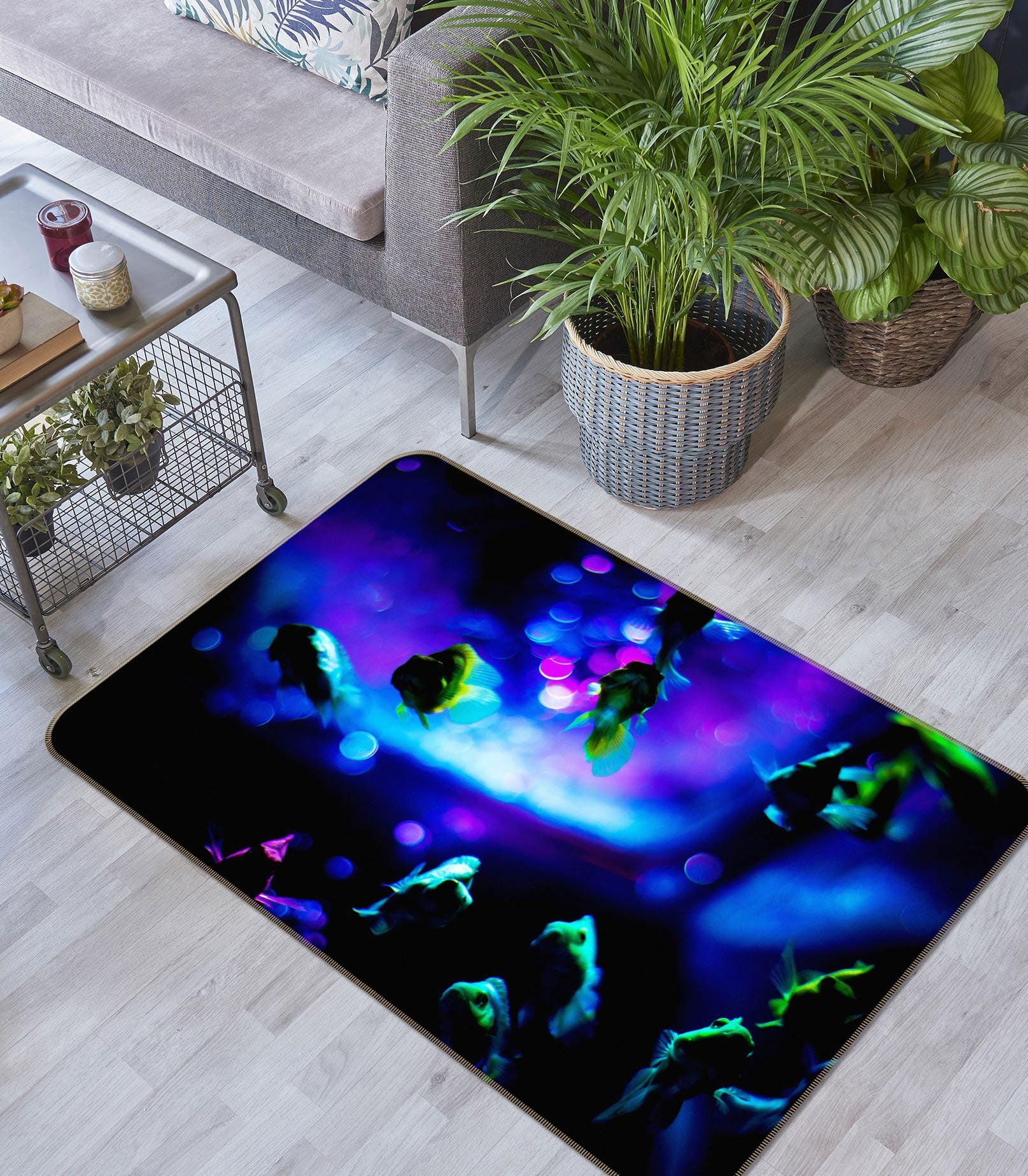 3D Blue Flowers 1001 Noirblanc777 Rug Non Slip Rug Mat Mat AJ Creativity Home