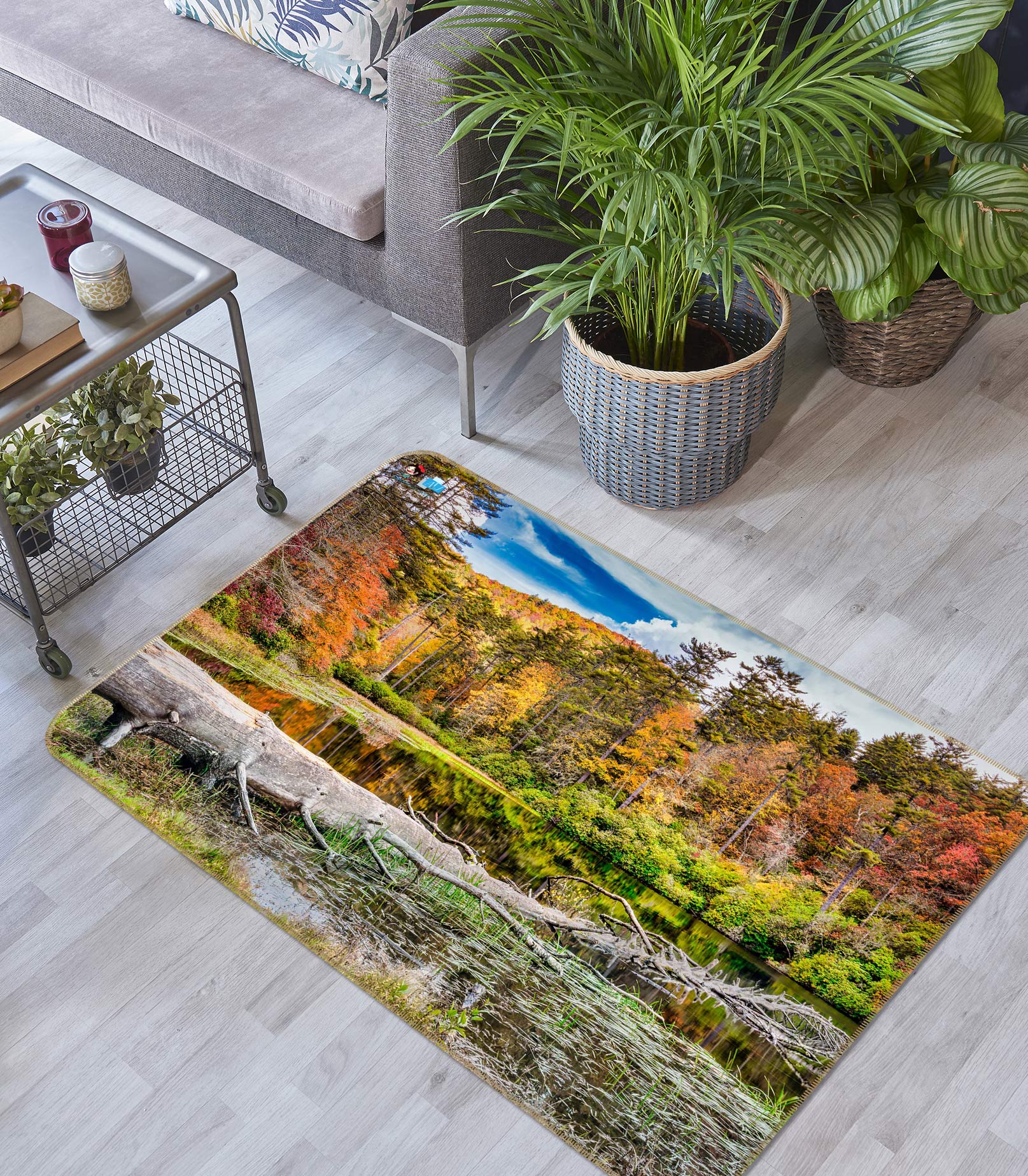 3D Lake Trees 5146 Beth Sheridan Rug Non Slip Rug Mat