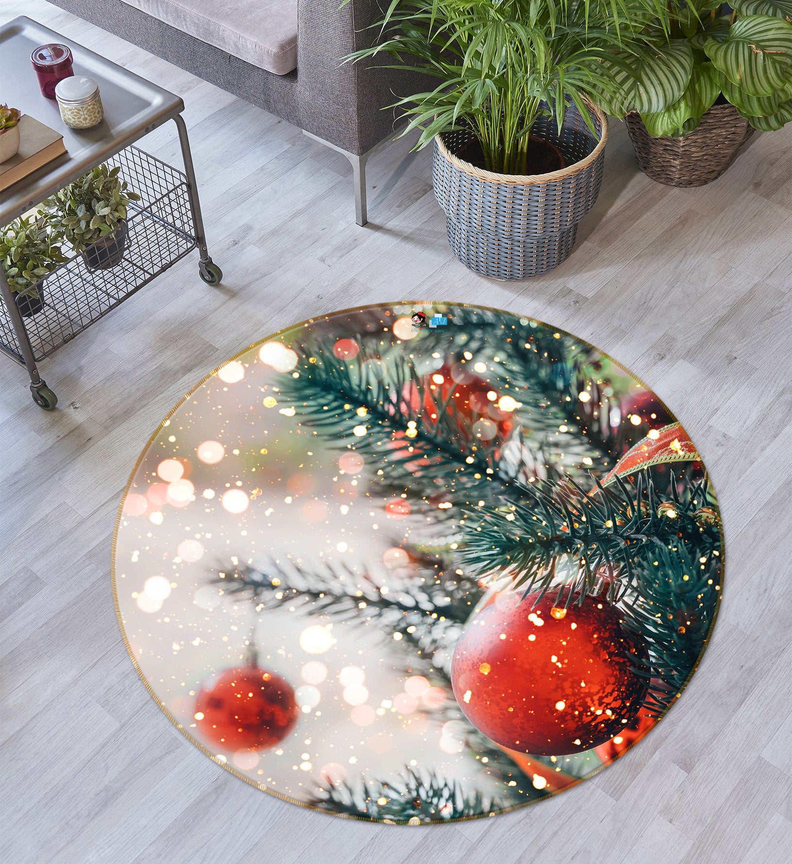 3D Branches 75095 Round Non Slip Rug Mat