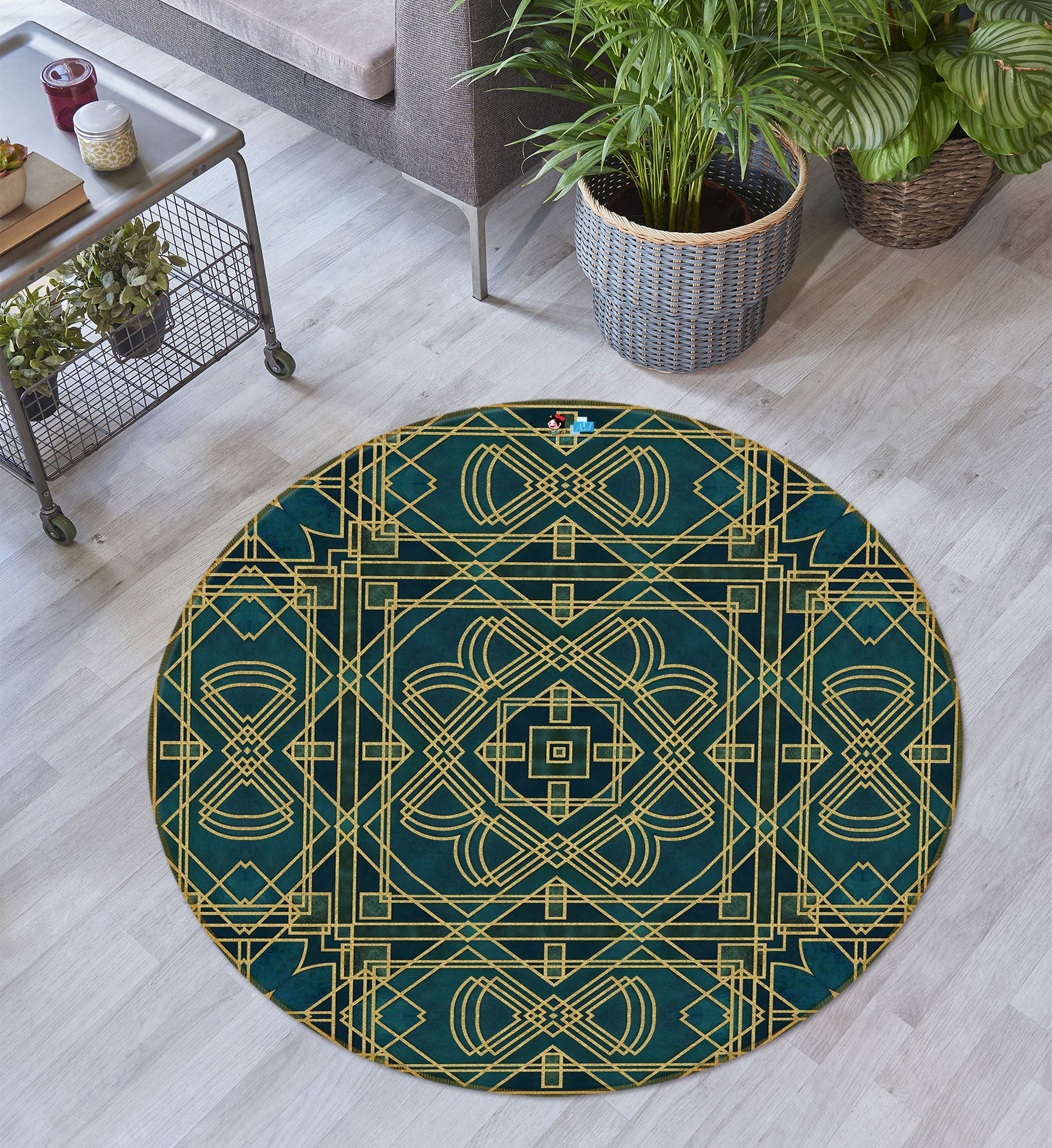 3D Pattern Lines 83044 Andrea haase Rug Round Non Slip Rug Mat