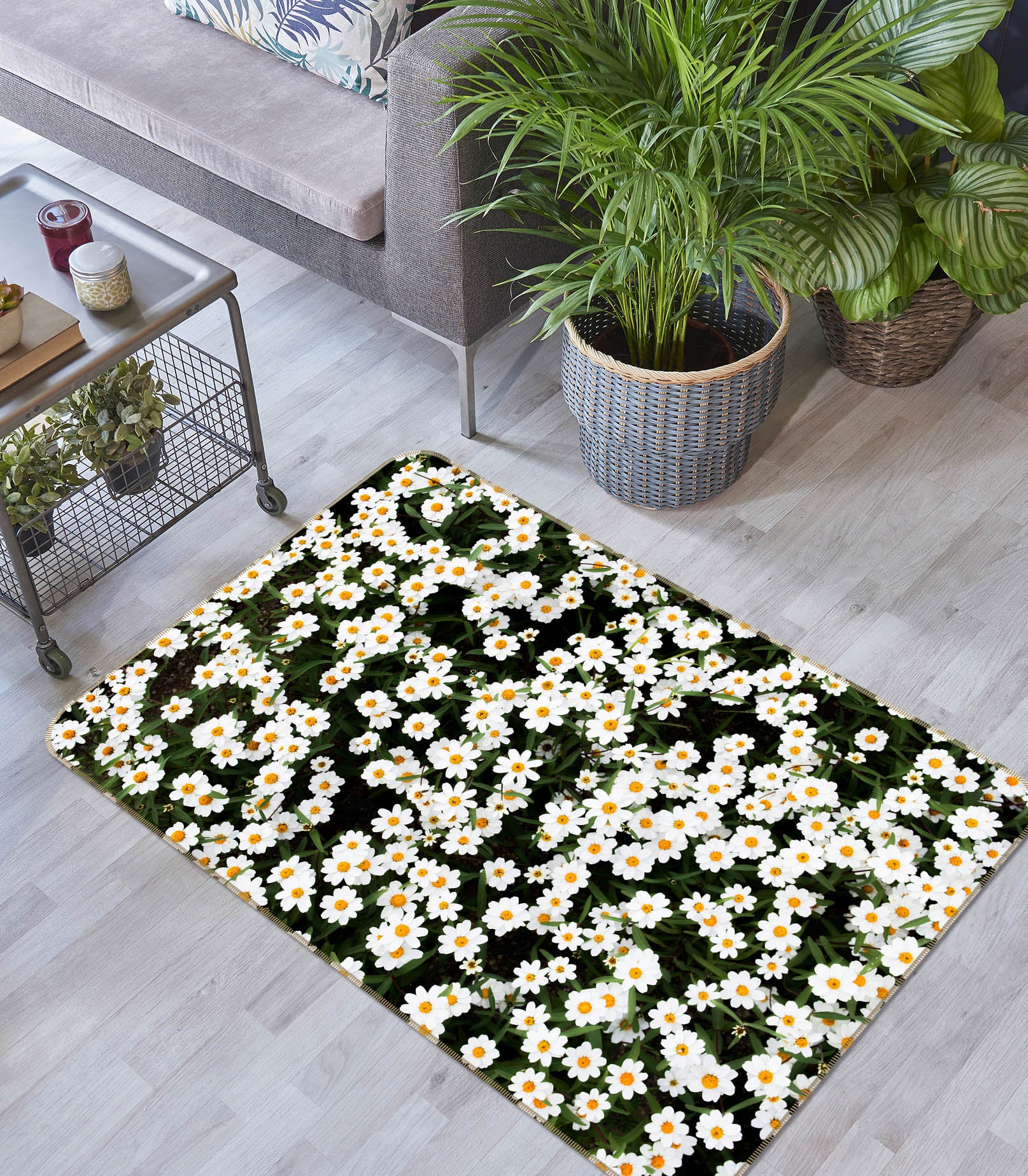 3D Small Daisy Bush 35110 Non Slip Rug Mat