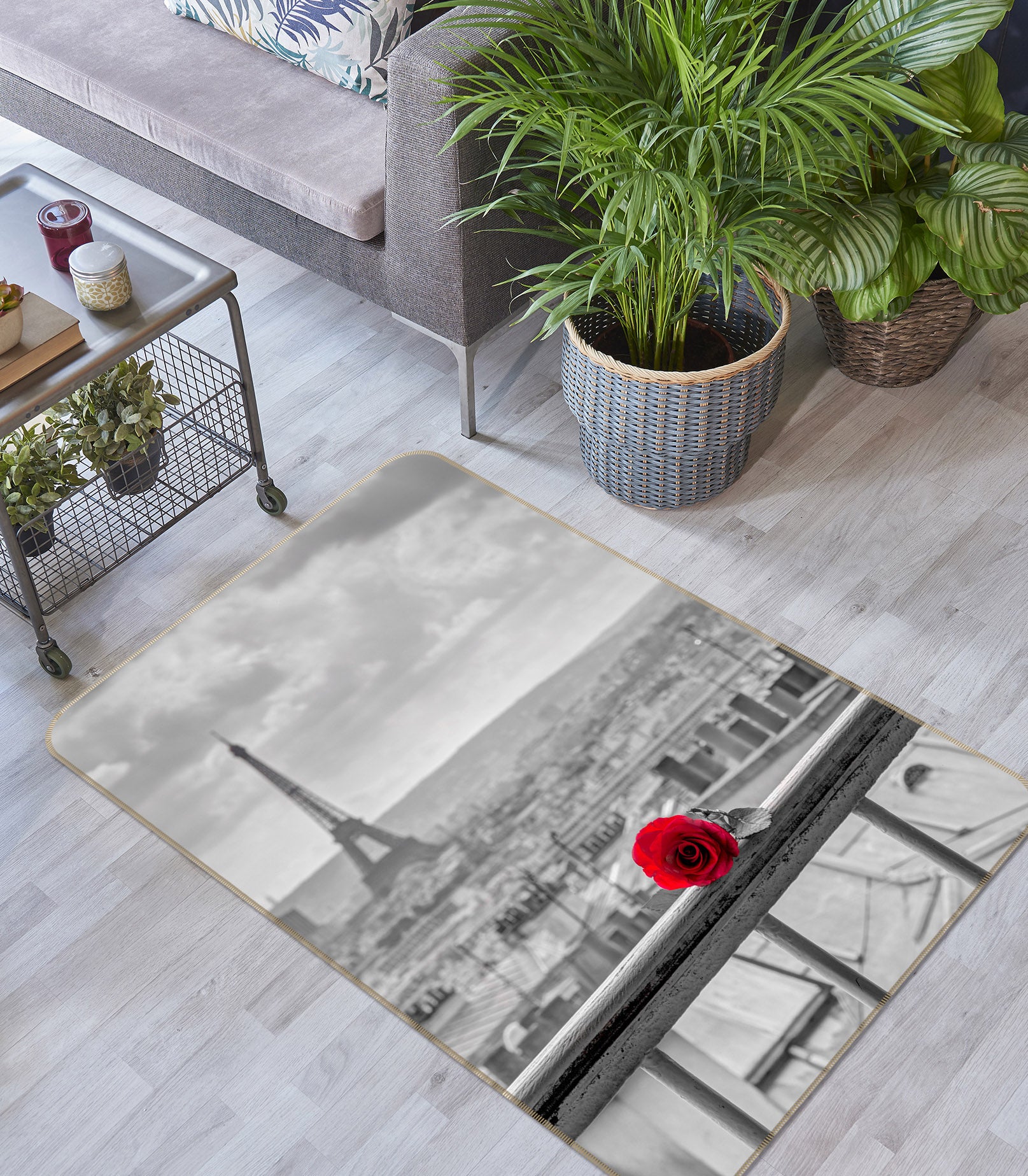 3D Rose Eiffel Tower 187 Assaf Frank Rug Non Slip Rug Mat