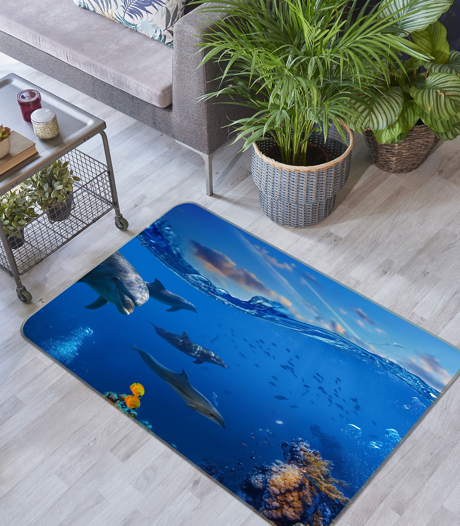 3D Seabed Dolphin 38173 Animal Non Slip Rug Mat