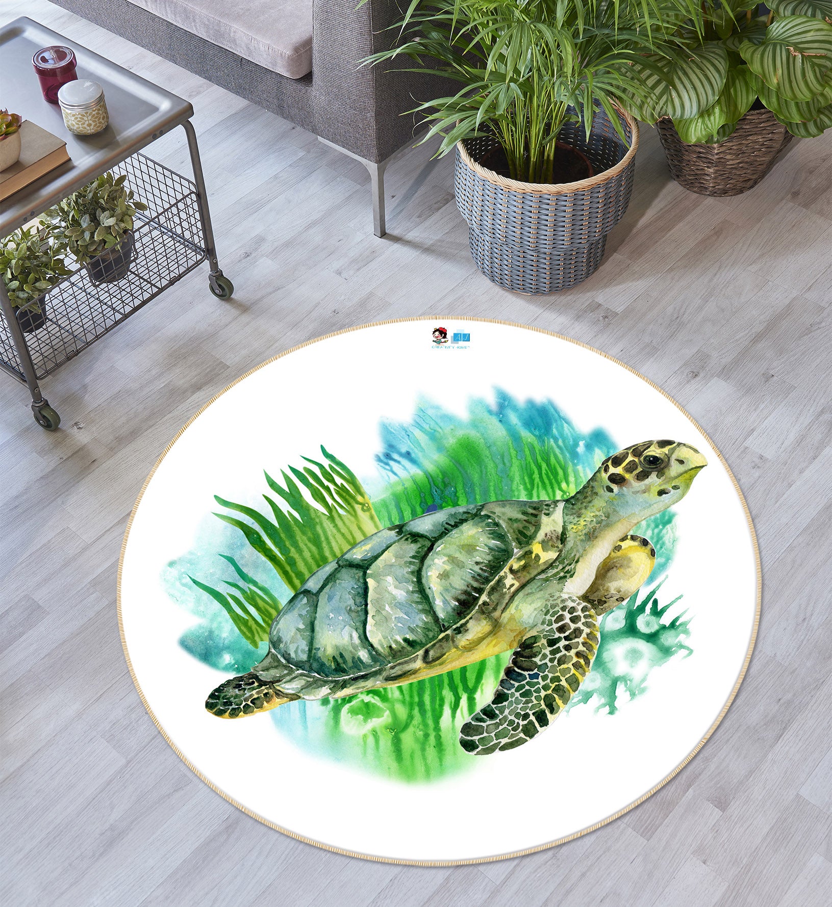3D Tortoise 74263 Round Non Slip Rug Mat