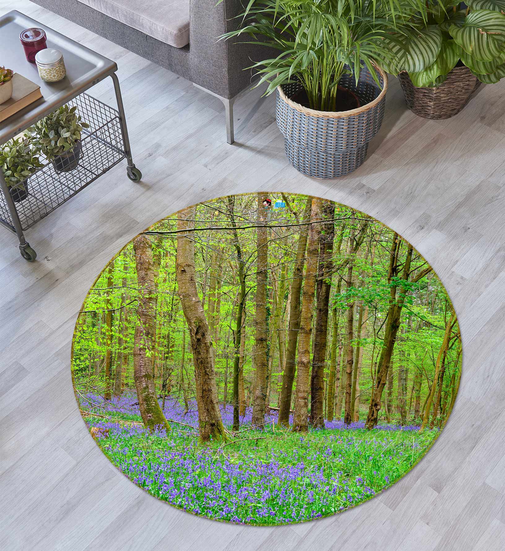 3D Green Grass 7596 Assaf Frank Rug Round Non Slip Rug Mat