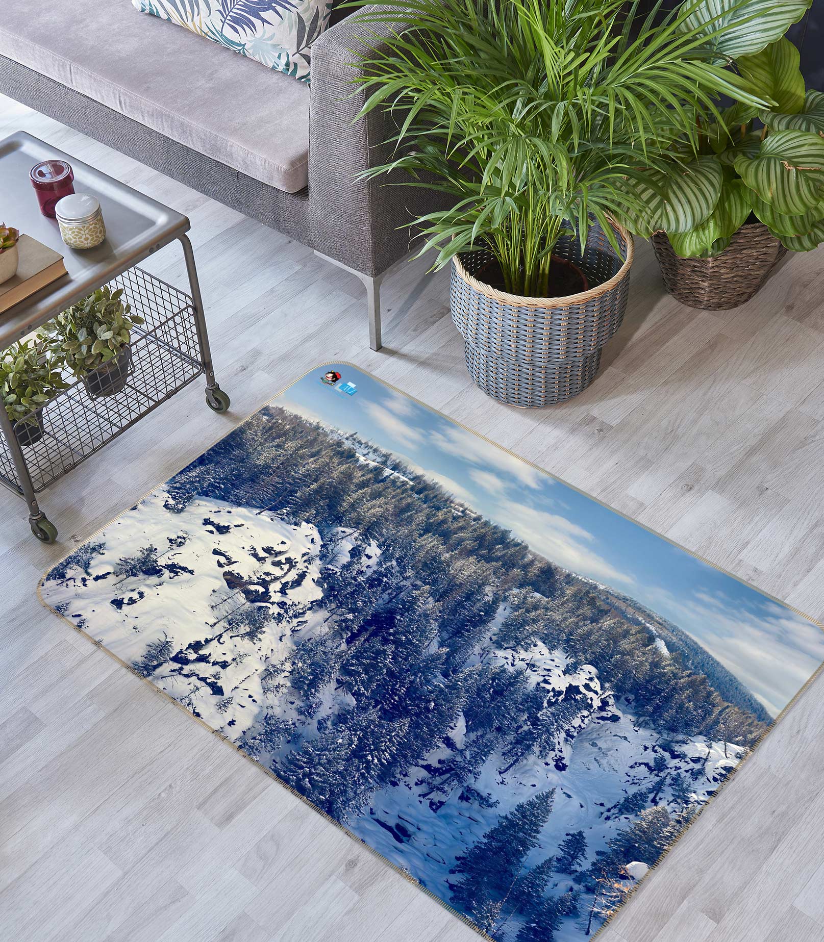 3D Snow Mountain Trees 5125 Beth Sheridan Rug Non Slip Rug Mat