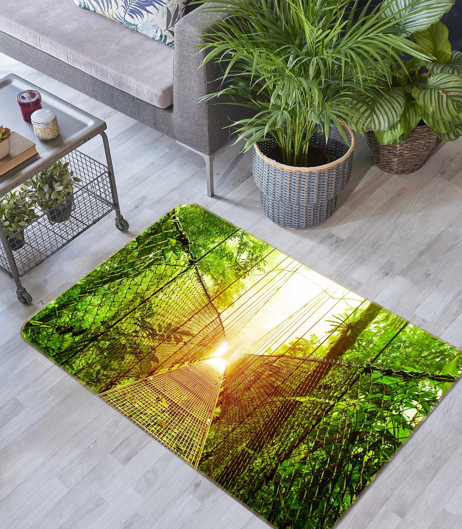 3D Jungle Bridge 77092 Non Slip Rug Mat