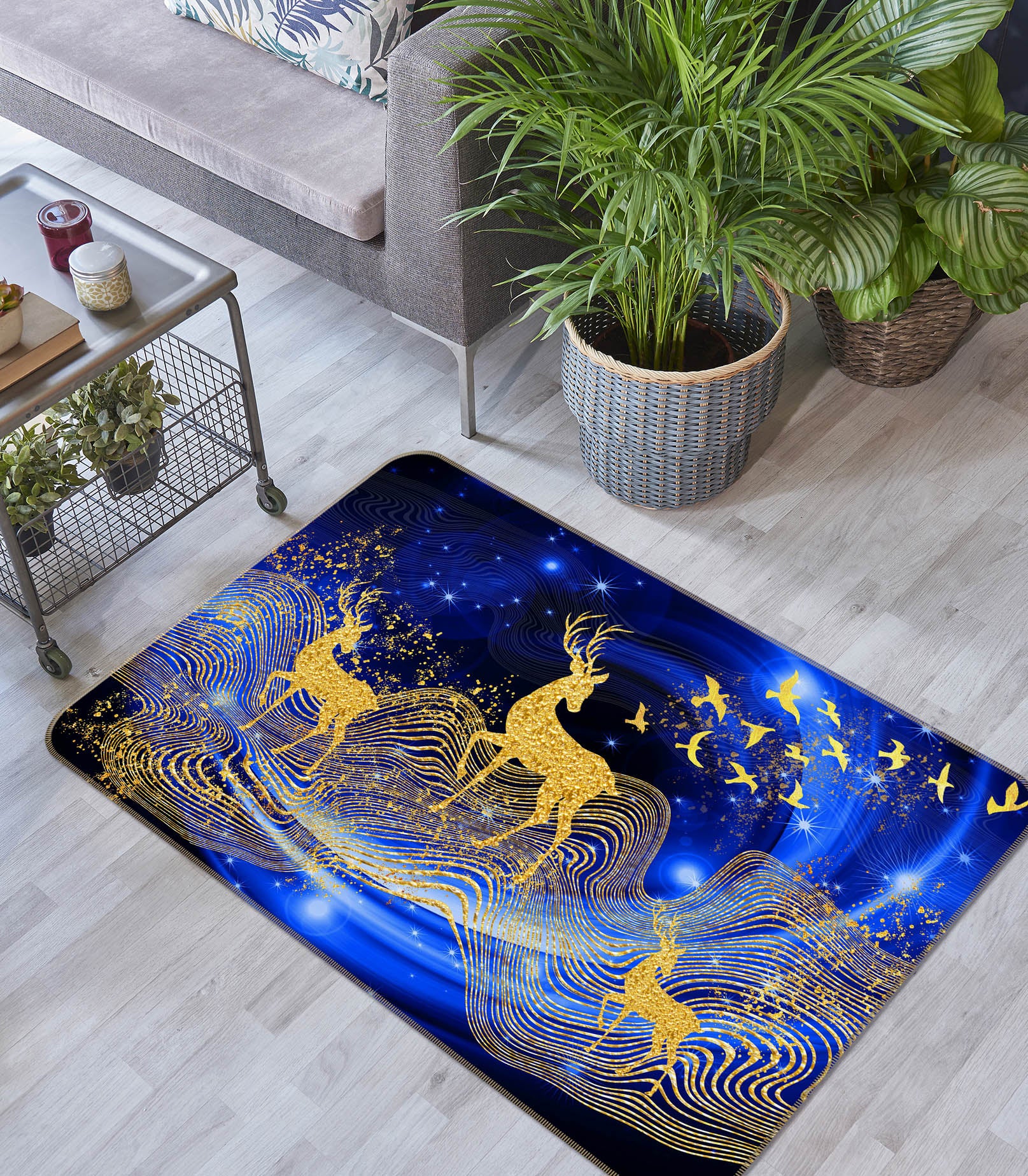 3D Golden Deer 34009 Non Slip Rug Mat