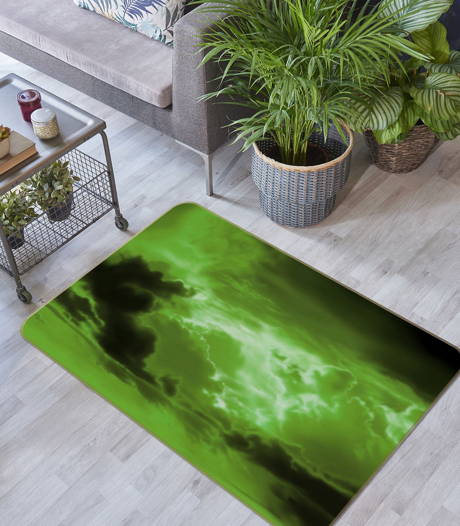 3D Green Clouds 31178 Non Slip Rug Mat