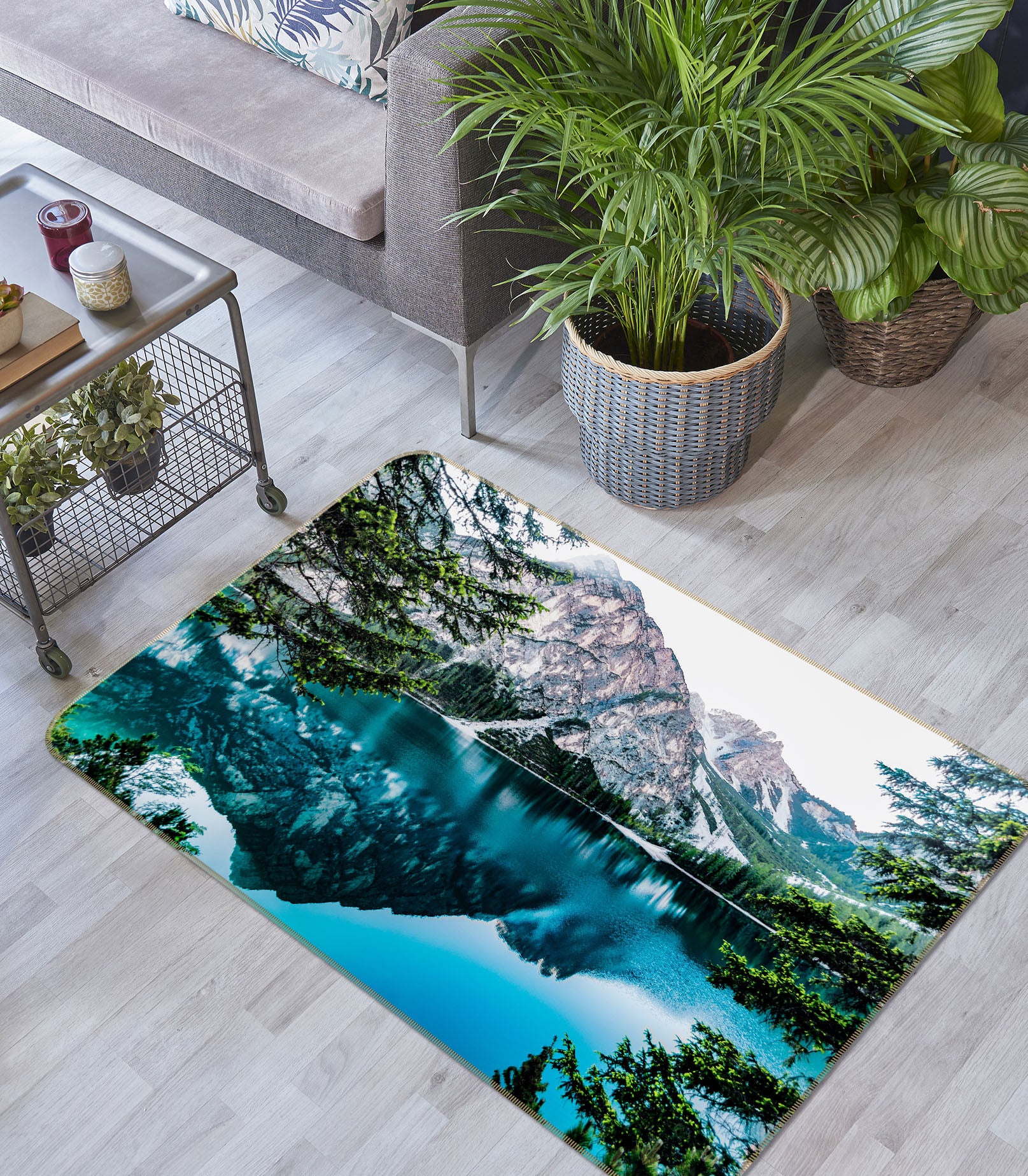 3D Mountain Lake 30214 Non Slip Rug Mat