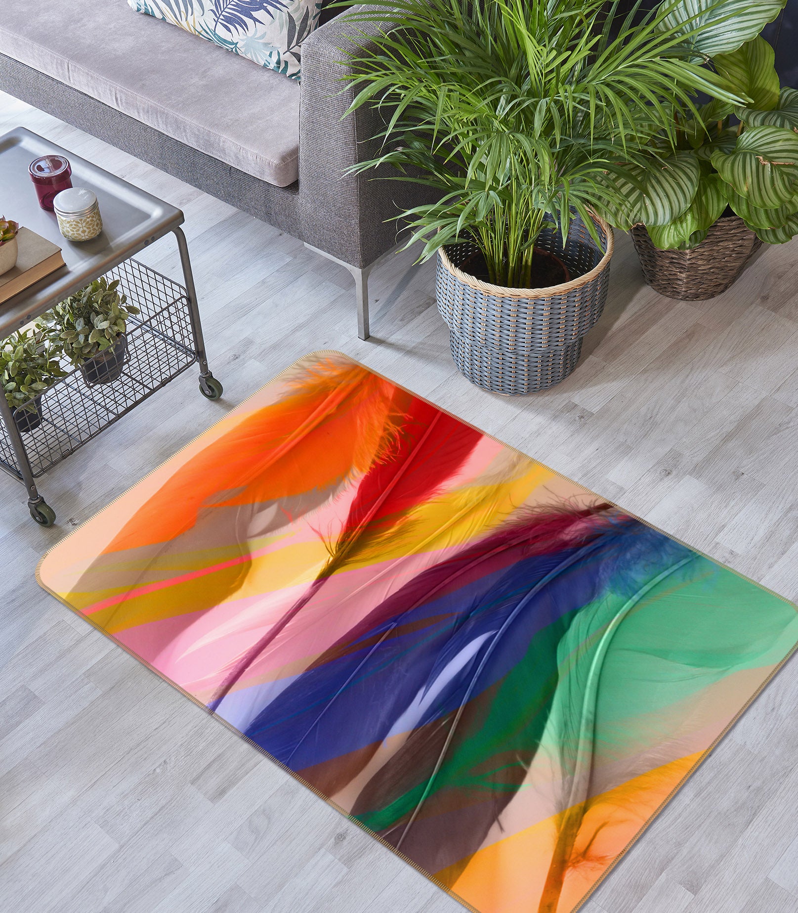 3D Colored Feathers 70049 Shandra Smith Rug Non Slip Rug Mat