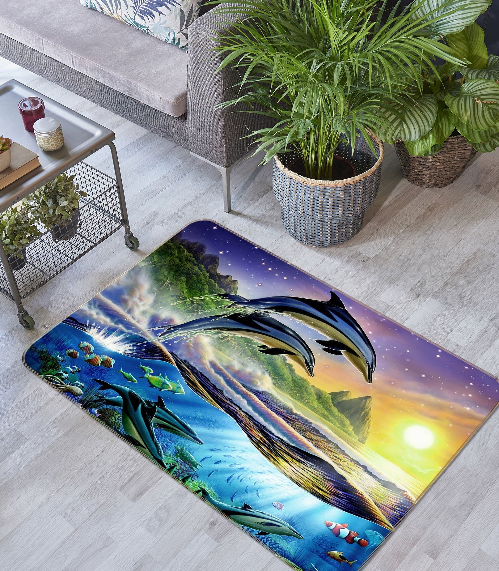 3D Atlantic Dolphins 1049 Adrian Chesterman Rug Non Slip Rug Mat Mat AJ Creativity Home