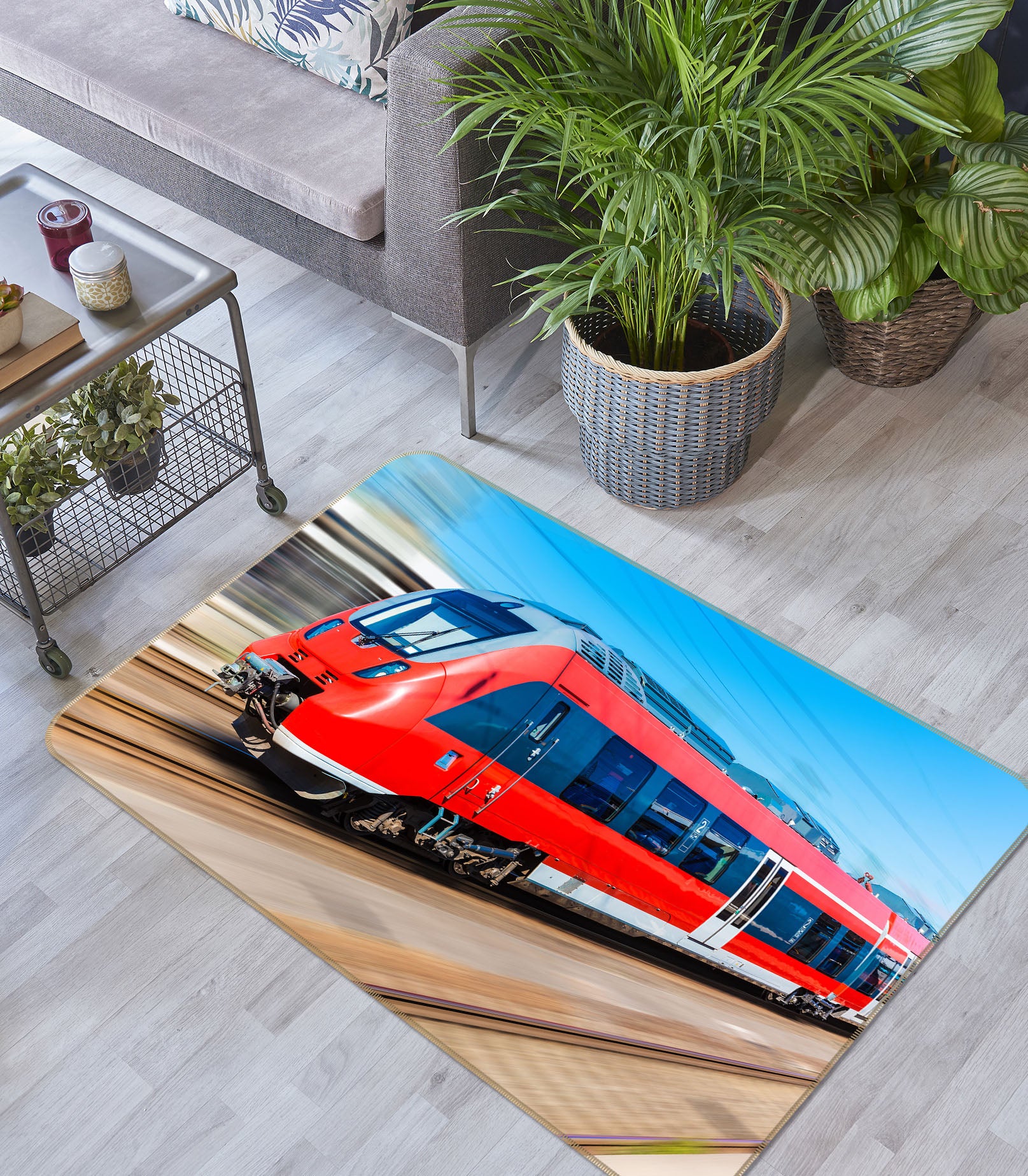3D Red Train 68106 Vehicle Non Slip Rug Mat