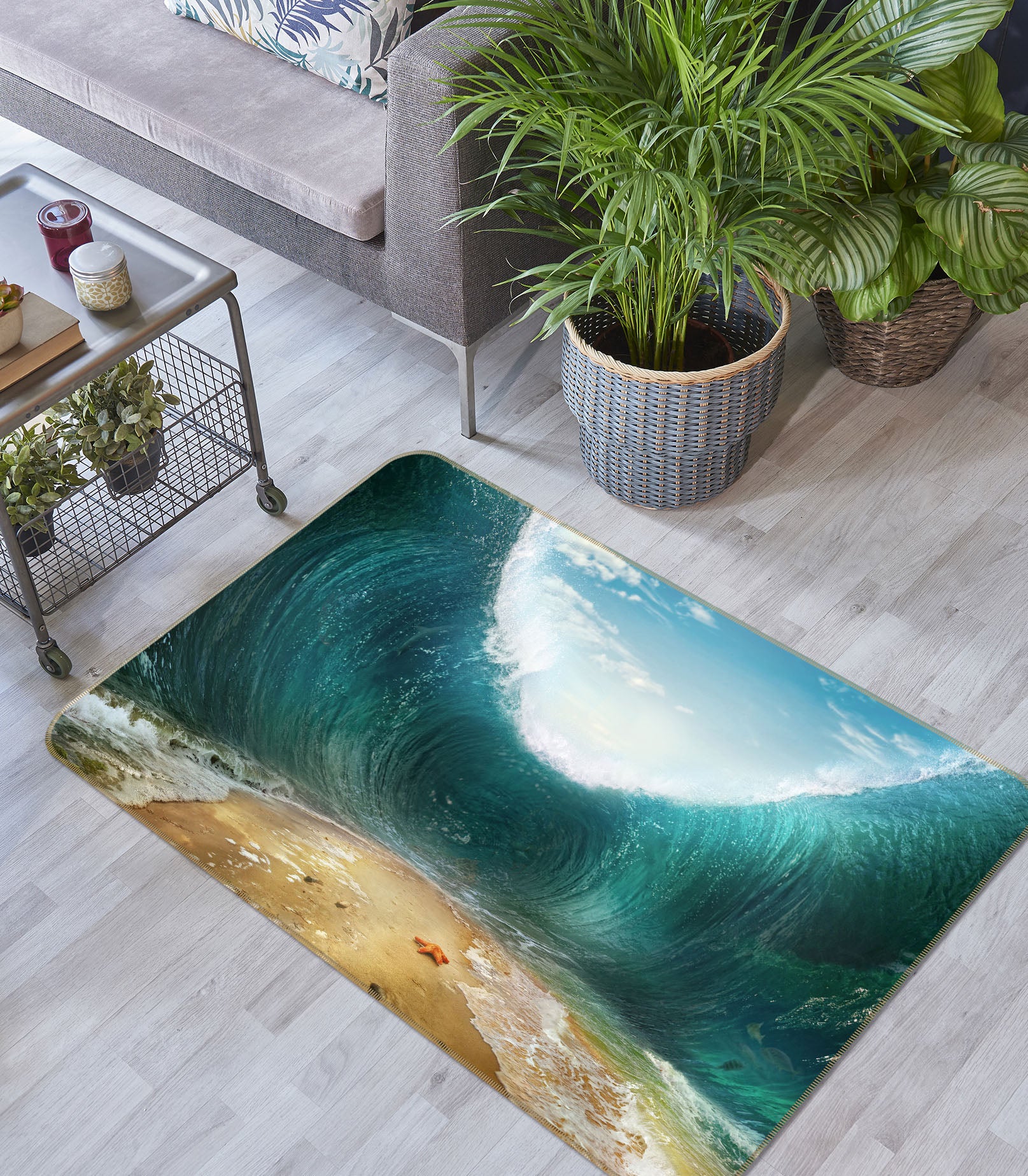 3D Waves Beach 36015 Non Slip Rug Mat