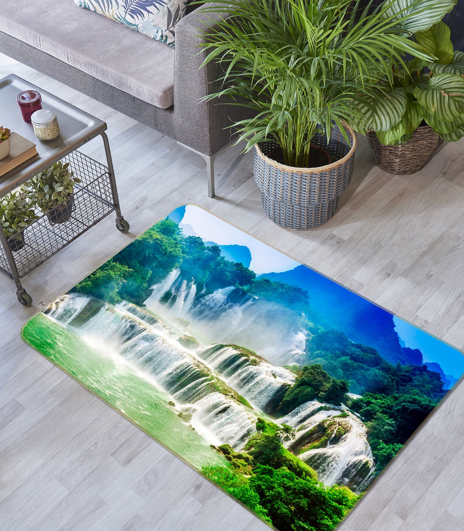 3D Mountain Waterfall 29161 Non Slip Rug Mat