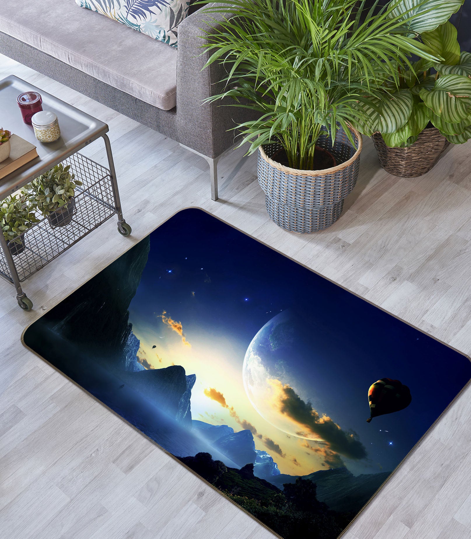 3D Mountains Clouds 31150 Non Slip Rug Mat