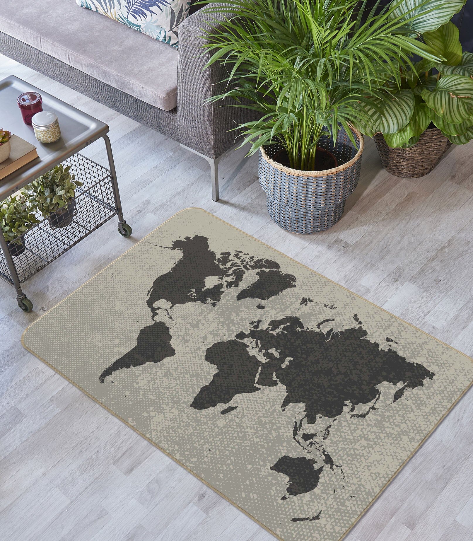 3D Gray Pattern 2004 World Map Non Slip Rug Mat Mat AJ Creativity Home