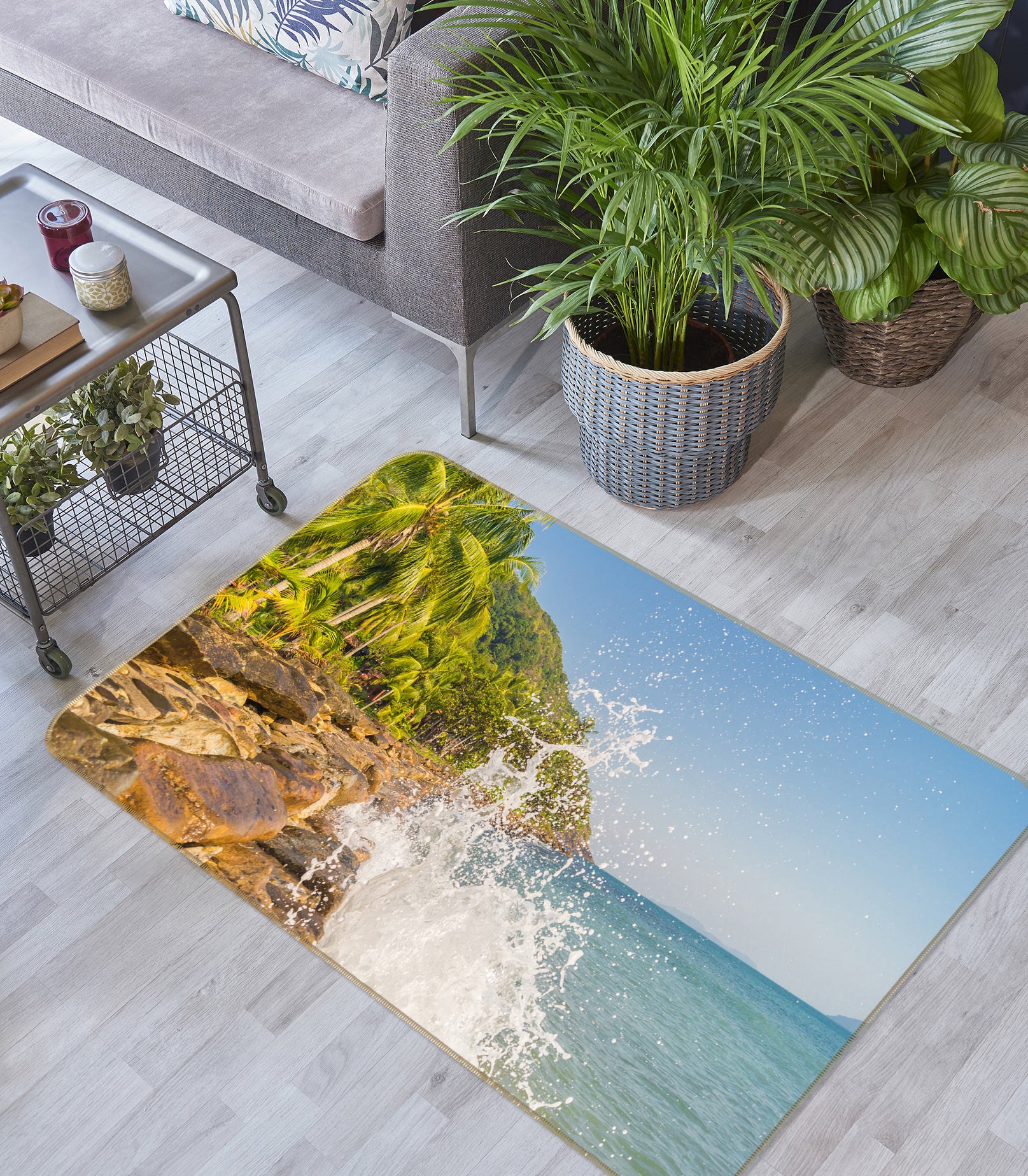 3D Coconut Grove Sea 77077 Non Slip Rug Mat